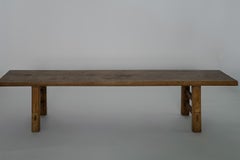19th Century Chinese Walnut Bench Rustic Provincial Elmwood Style Seating