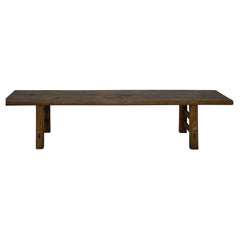 19th Century Chinese Walnut Bench Rustic Provincial Elmwood Style Seating