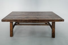 19th Century Chinese Walnut Coffee Table Dark Patina, Rustic Rectangle