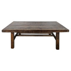 19th Century Chinese Walnut Coffee Table Dark Patina, Rustic Rectangle