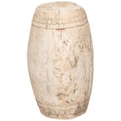 tabouret tambour en marbre blanc du 19ème siècle chinois