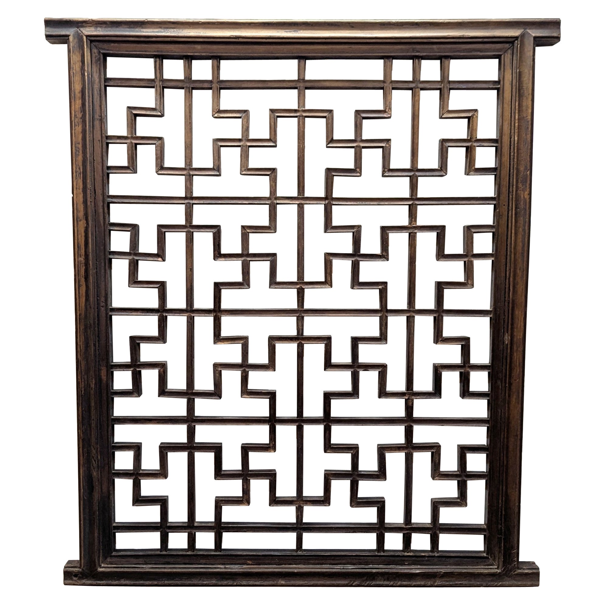 19th Century Chinese Window Lattice Panel Screen