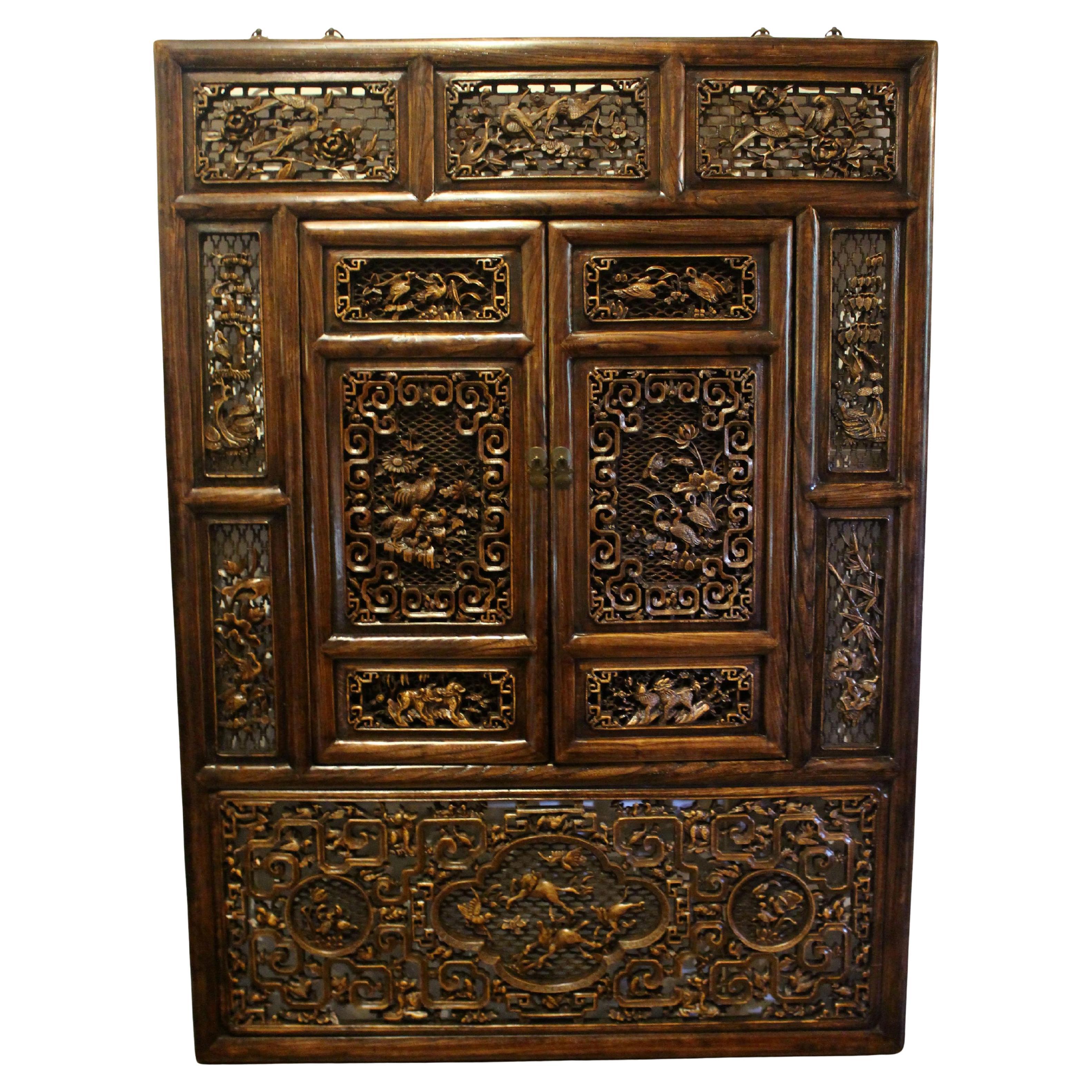 Old Yumu Elm Lattice Door Screen From Shanxi - 19thC Old Yumu Elm Lattice Door Screen From Shanxi - 19thC