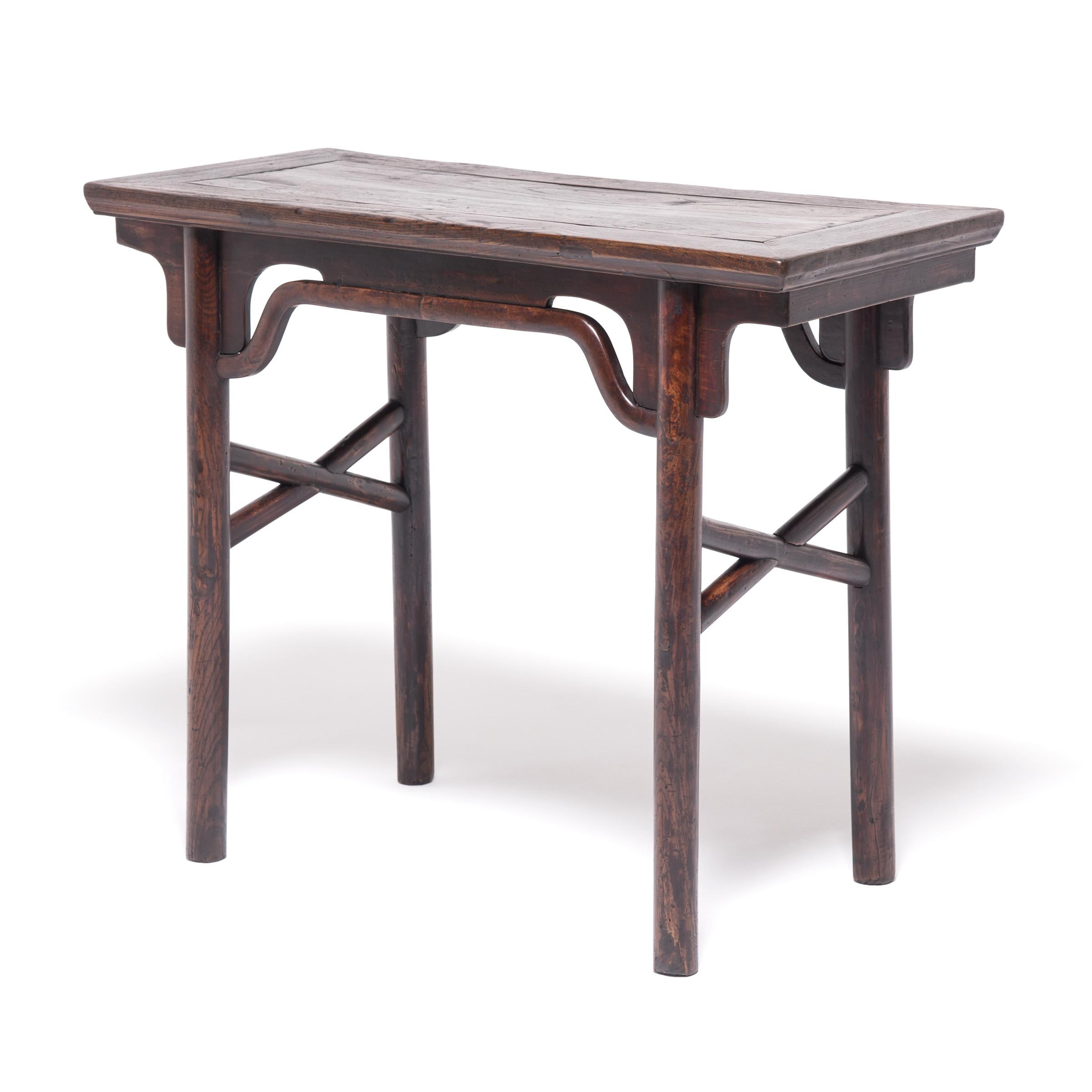 Qing Chinese Wine Table with Crossed Stretchers, c. 1850 For Sale