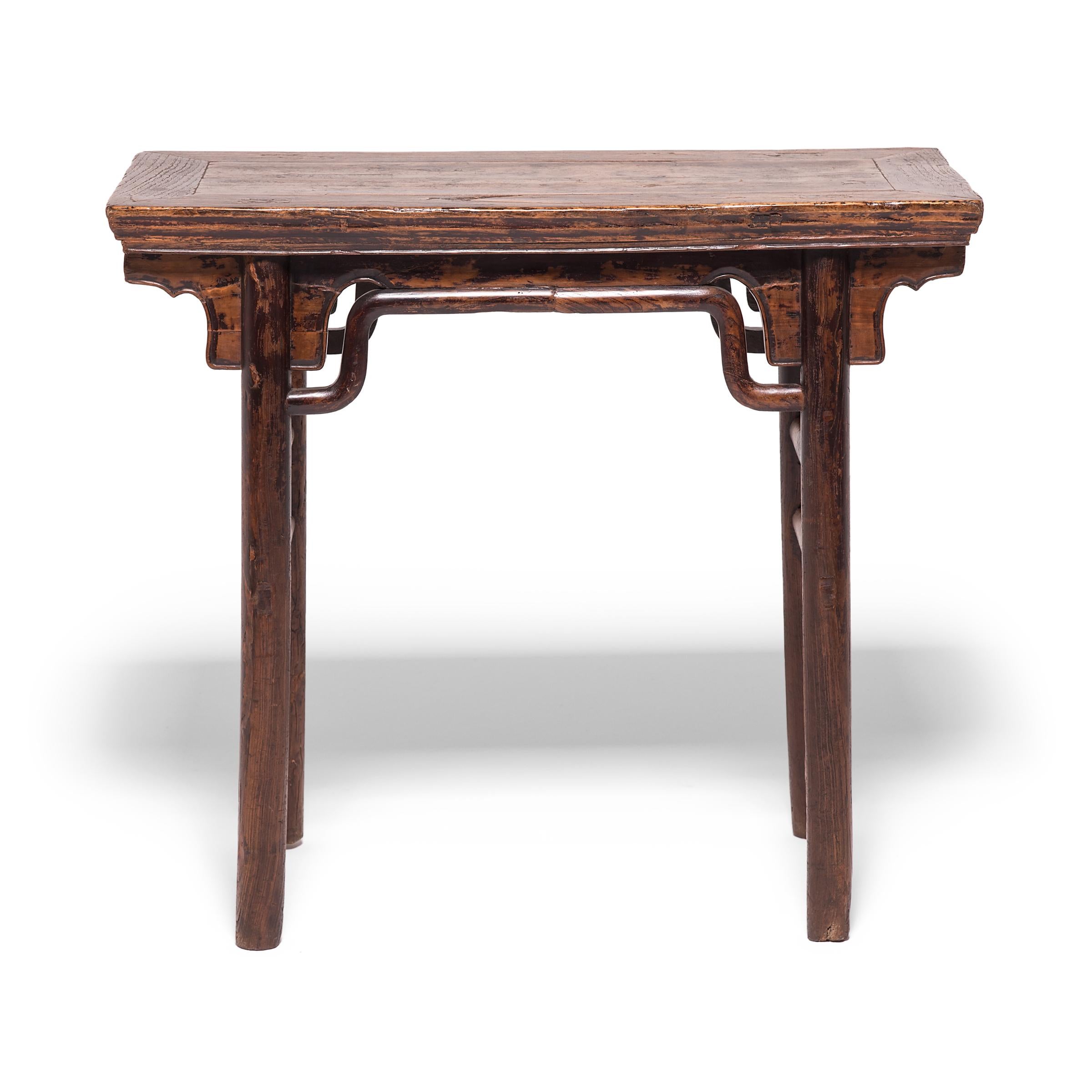 Qing 19th Century Chinese Wine Table with Humpback Stretchers