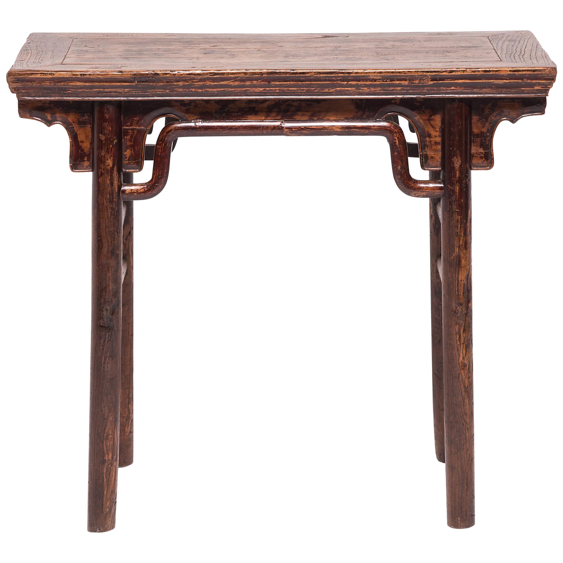 19th Century Chinese Wine Table with Humpback Stretchers