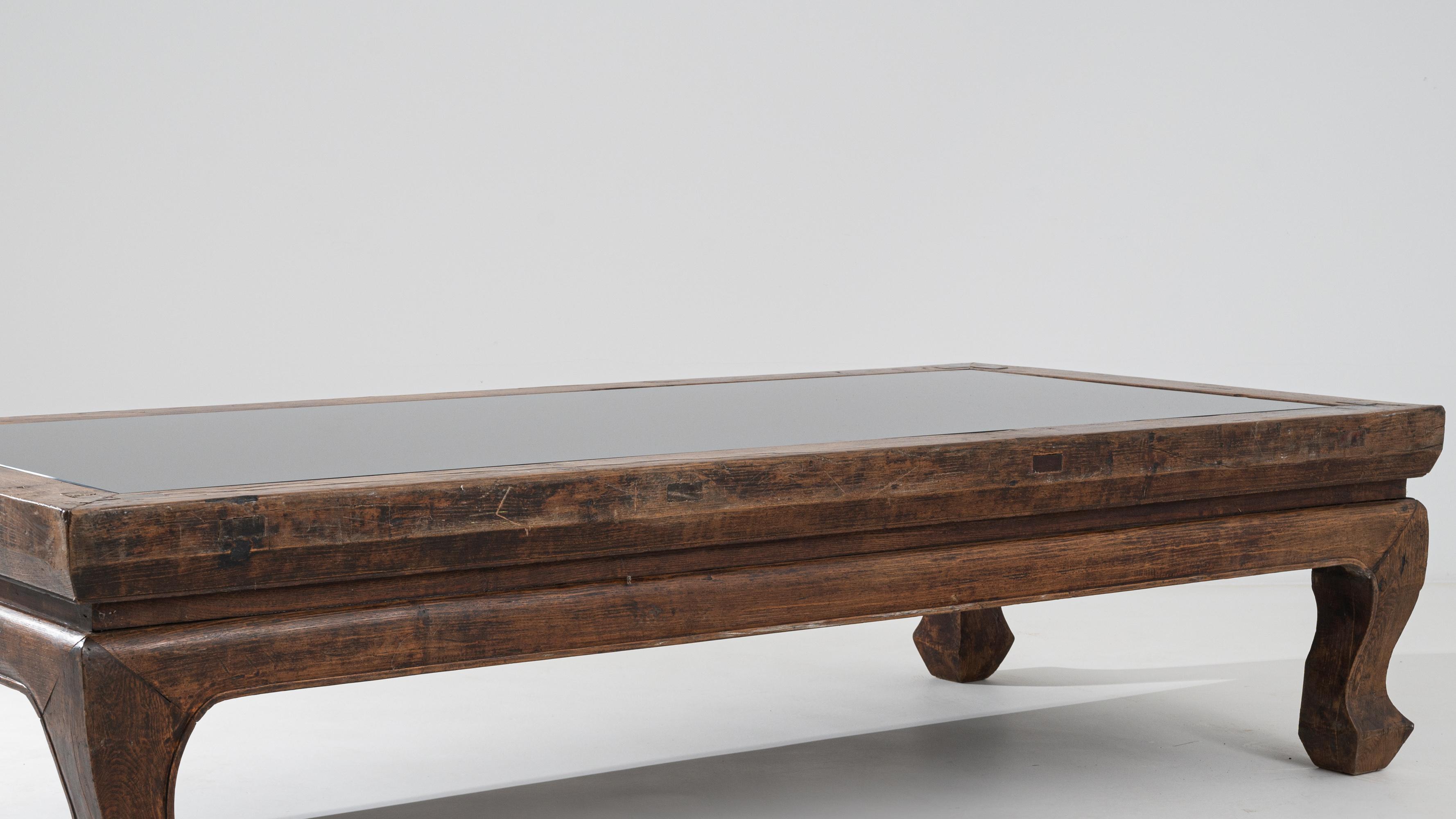 19th Century Chinese Wooden Coffee Table with Glass Top 3