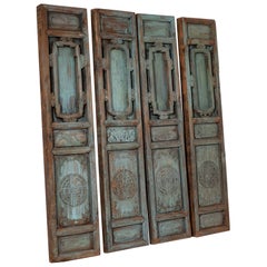 Portes en bois chinoises du 19e siècle, ensemble de quatre pièces