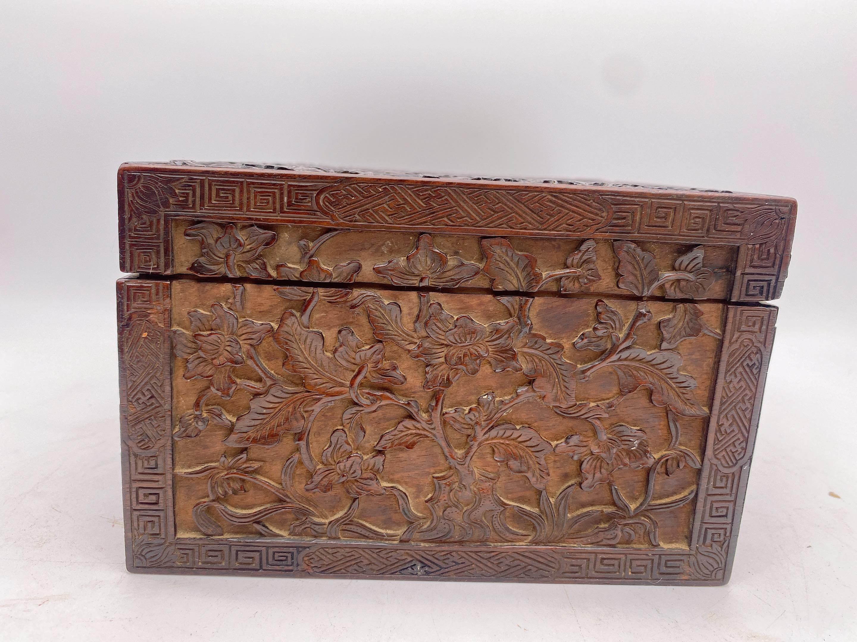 19th Century Chinese Wooden Rectangular 'Mythical Beasts' Box In Good Condition For Sale In Brea, CA