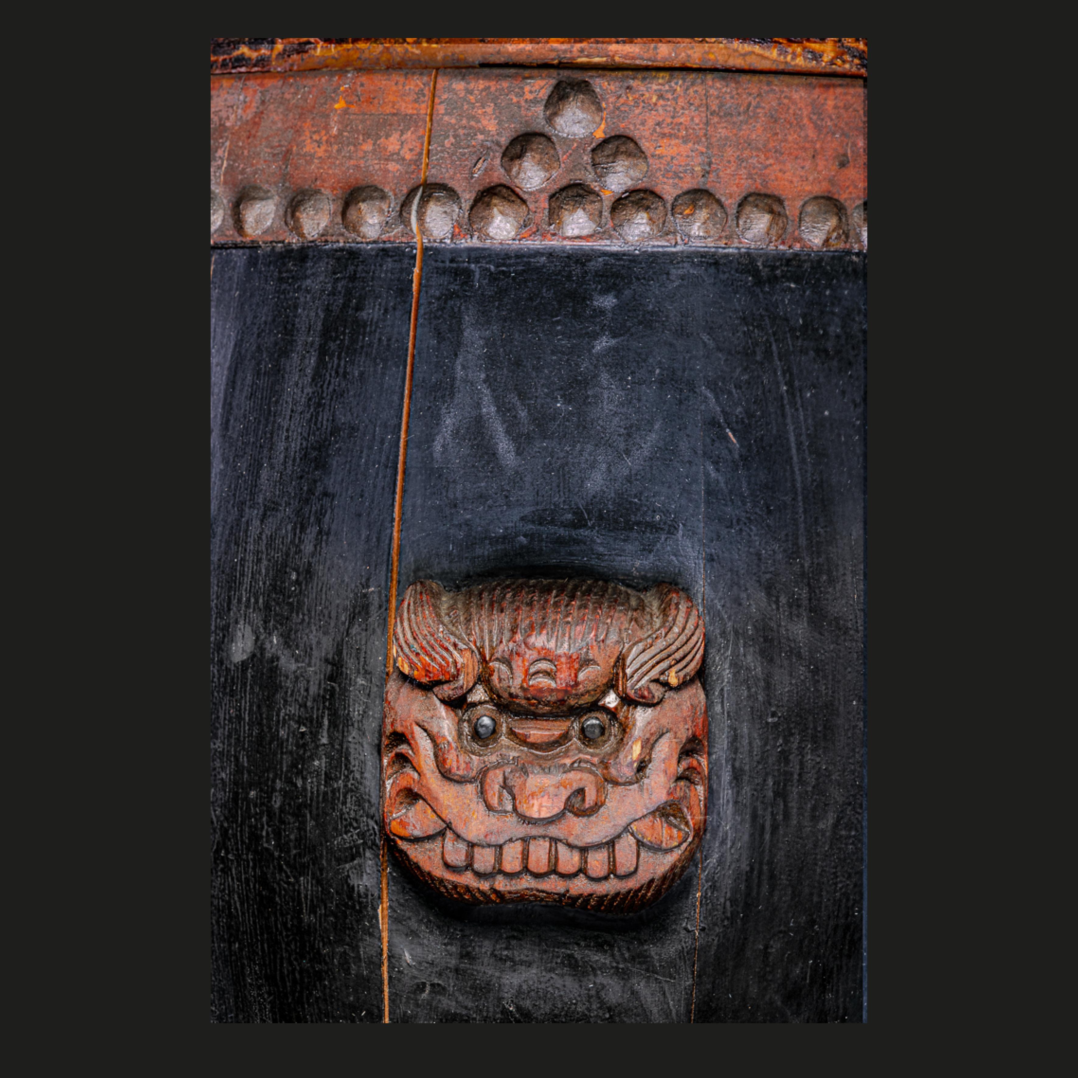 XIXe siècle Boîte à riz chinoise en bois du 19ème siècle avec décorations peintes à la main en vente