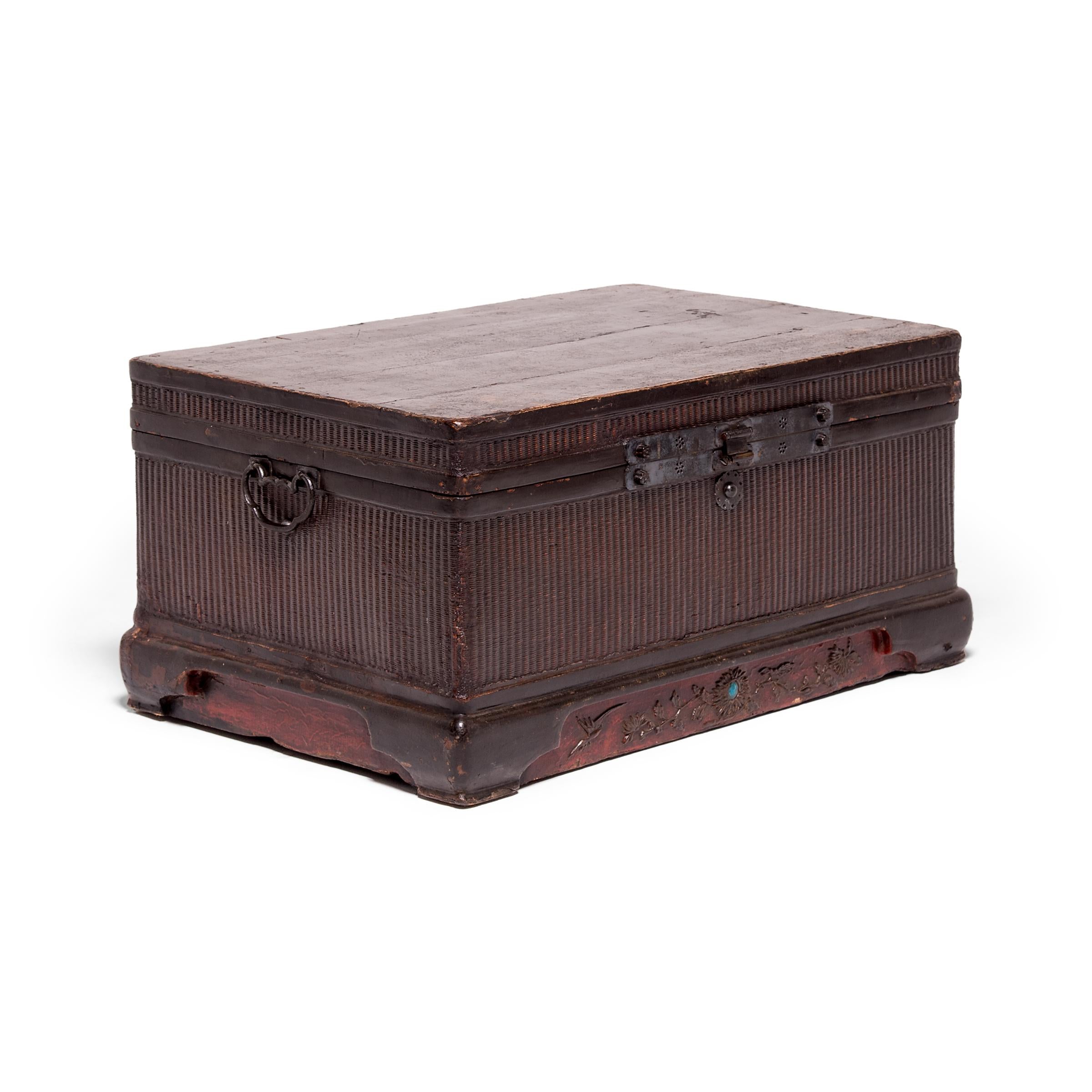 Lacquered Chinese Woven Reed Trunk, c. 1850