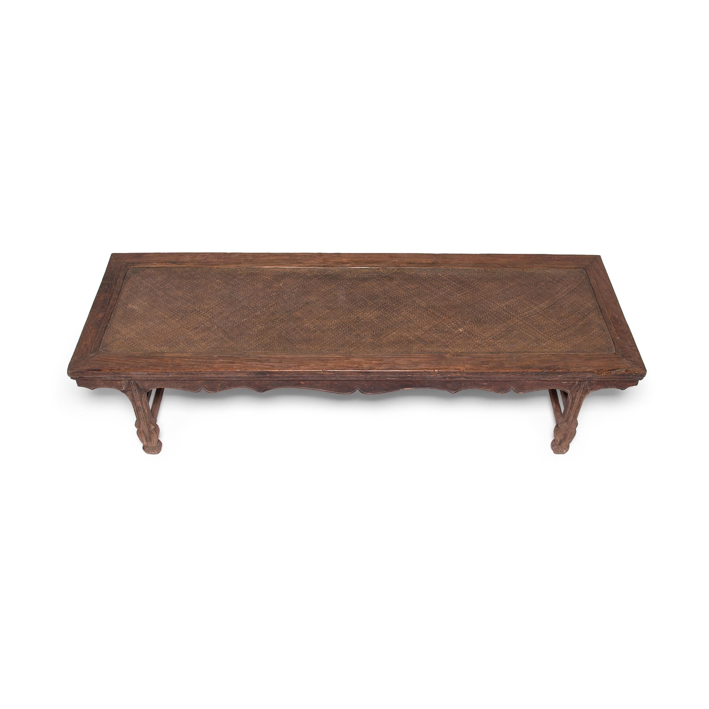 Hand-Woven 19th Century Chinese Woven Top Low Table