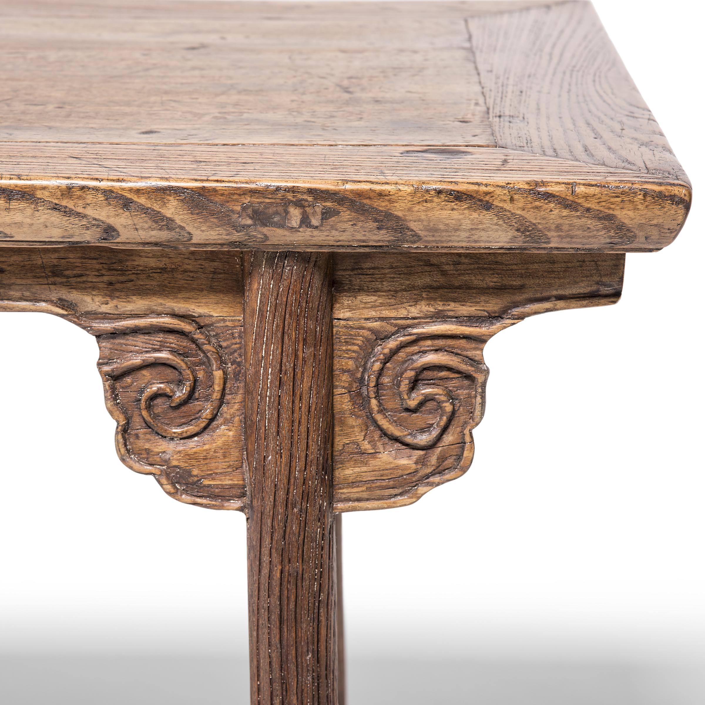 Chinese Writing Table with Cloud Spandrels, c. 1850 For Sale 1