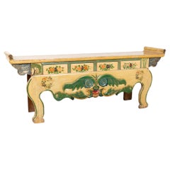 19th Century Chinese Yellow Lacquered Altar Table Console