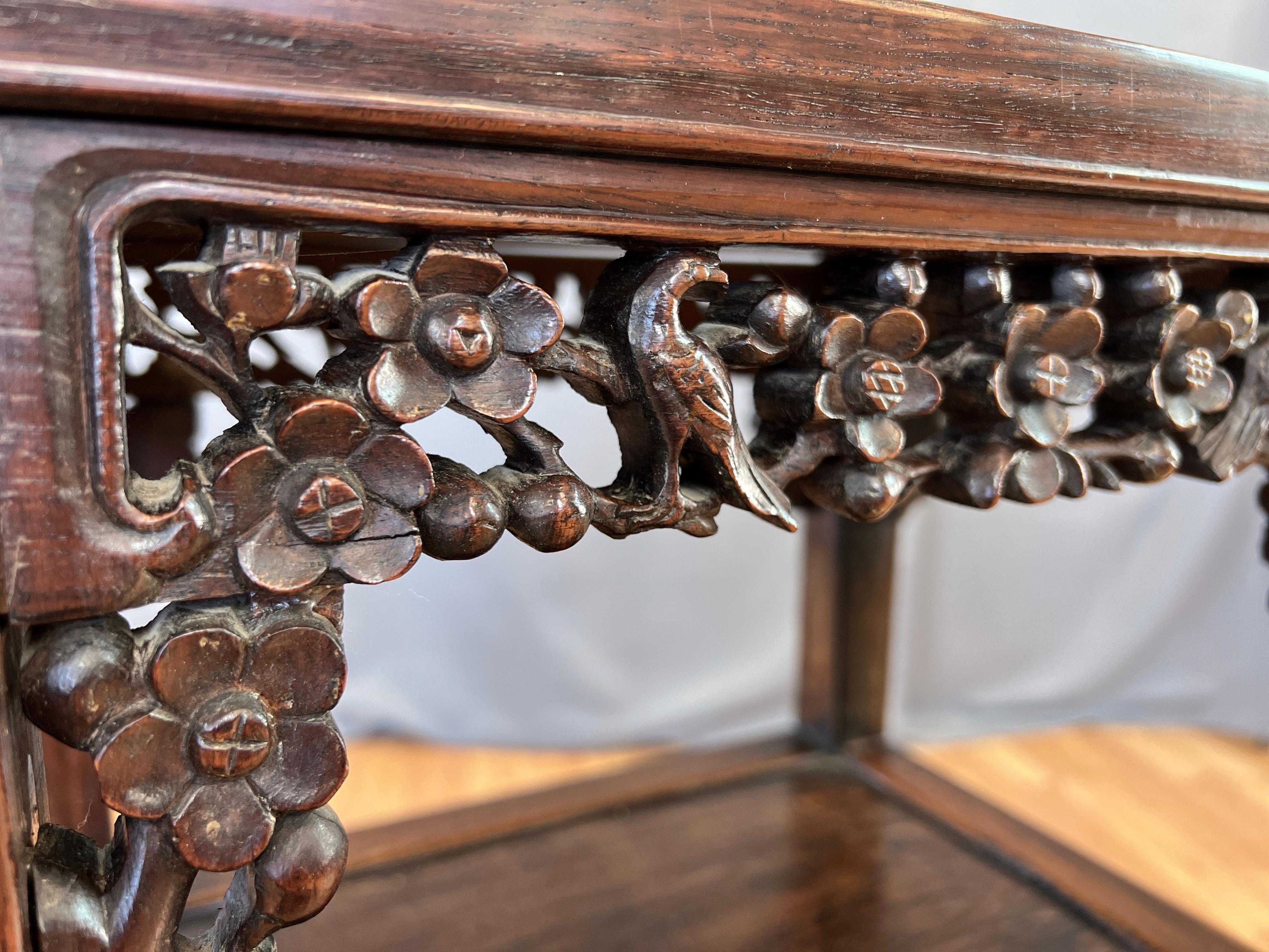  19th Century Chinese Zitan Wood Tall End Table For Sale 3