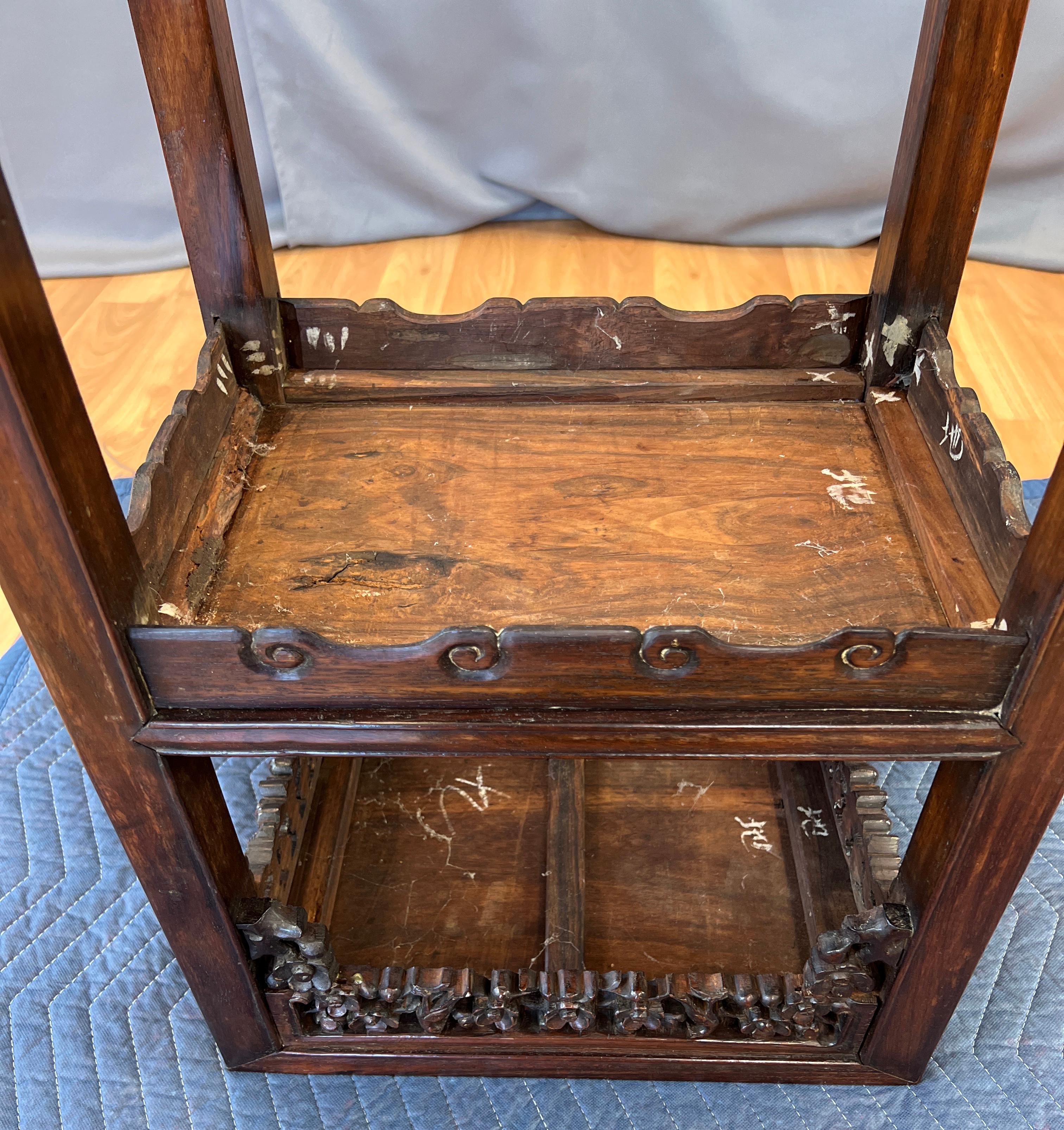 19th Century Chinese Zitan Wood Tall End Table For Sale 3