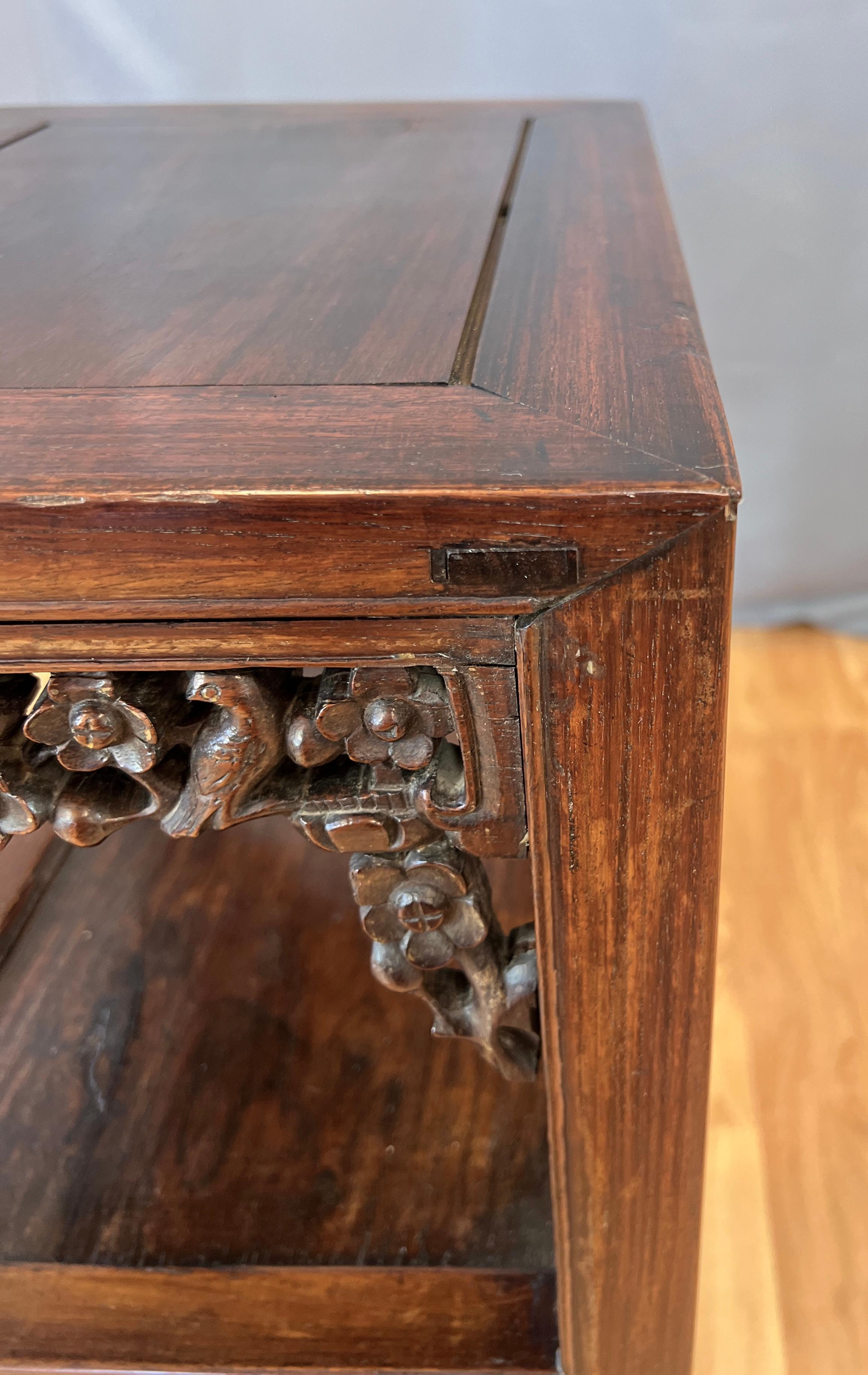 19th Century Chinese Zitan Wood Tall End Table For Sale 7