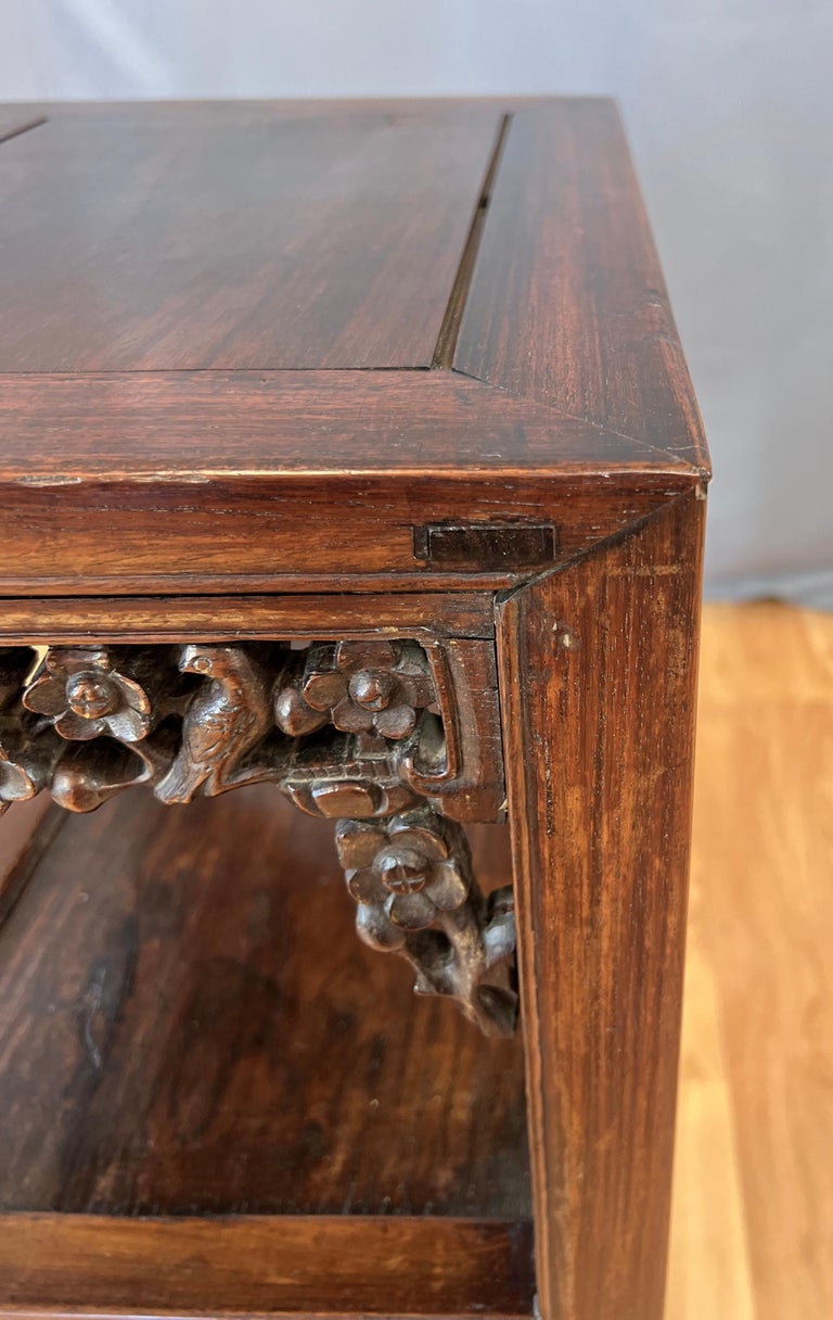 19th Century Chinese Zitan Wood Tall End Table For Sale at 1stDibs