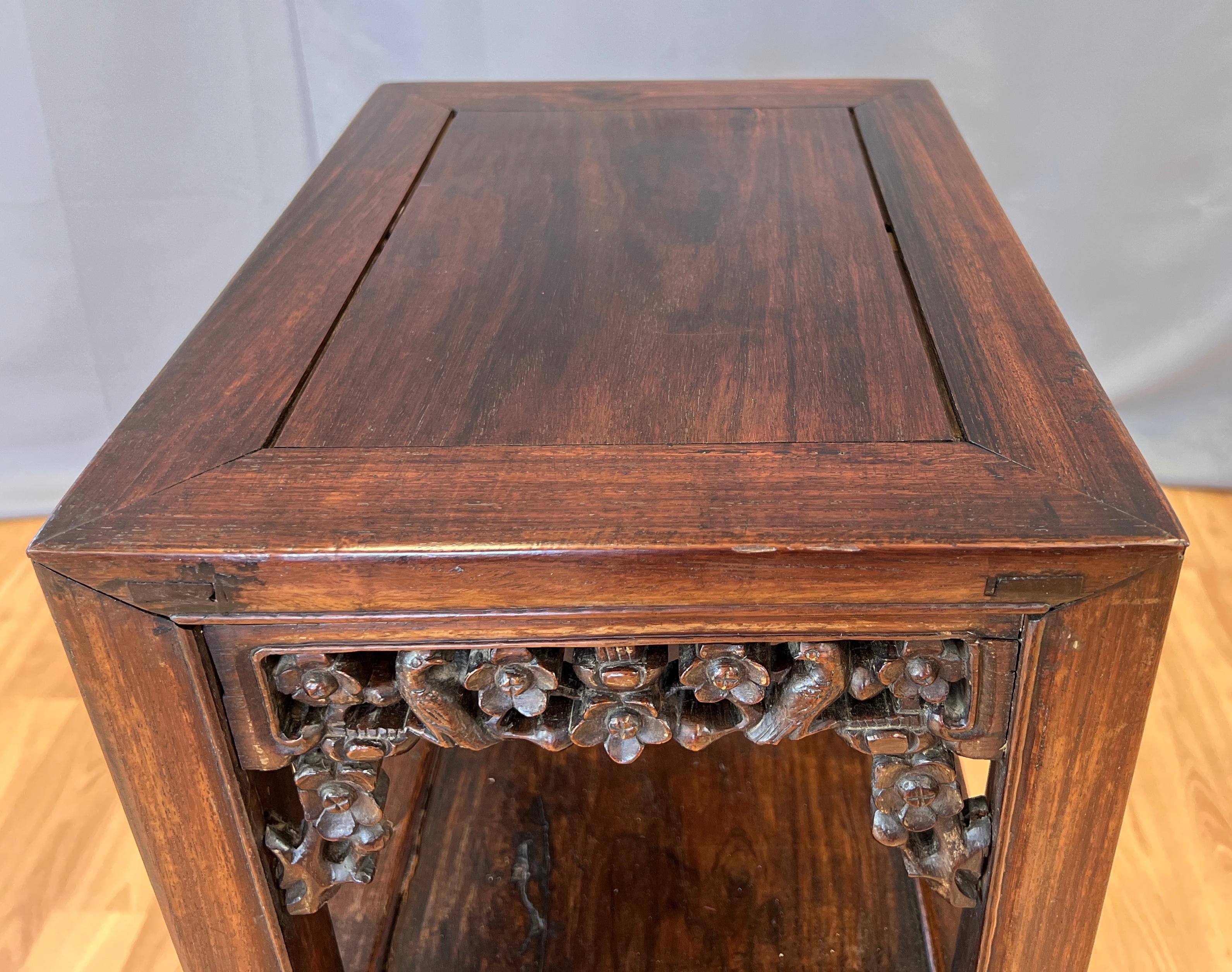  19th Century Chinese Zitan Wood Tall End Table For Sale 9