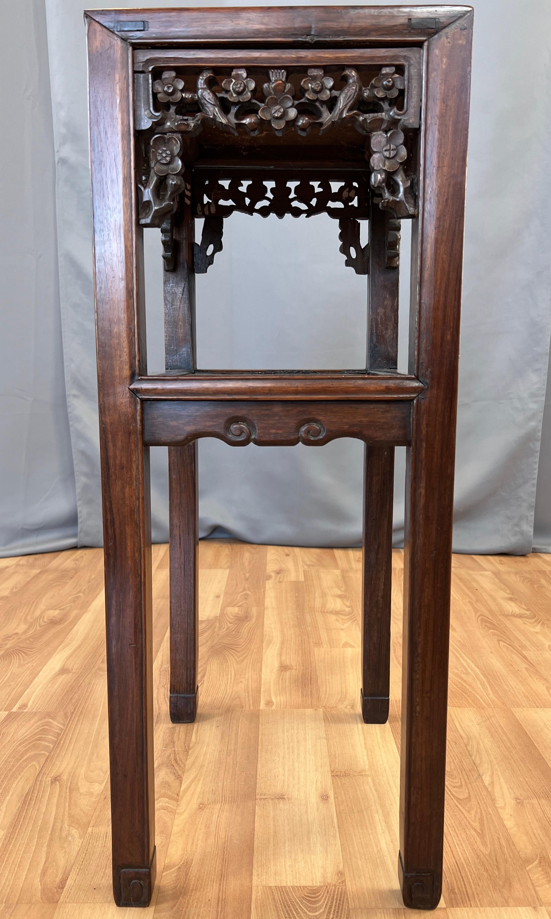 Chinese Export  19th Century Chinese Zitan Wood Tall End Table For Sale