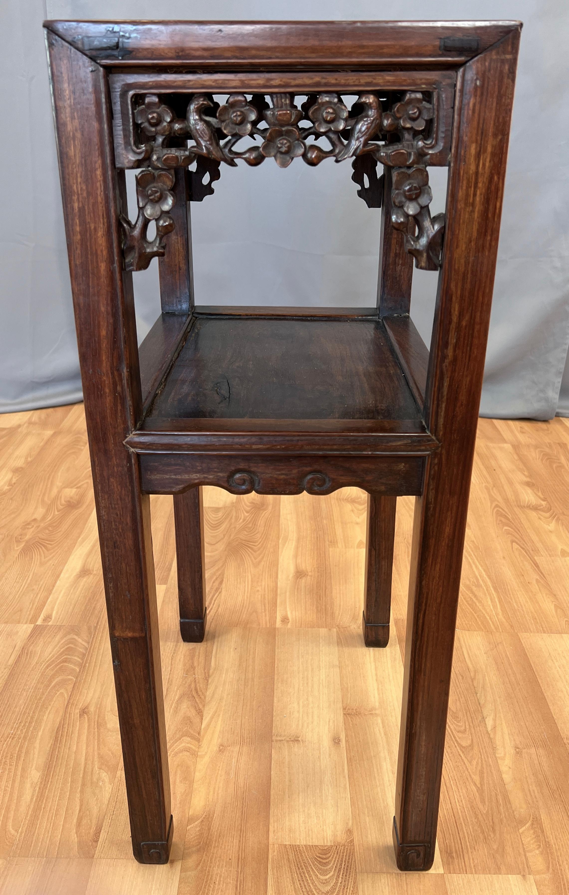  19th Century Chinese Zitan Wood Tall End Table For Sale 1