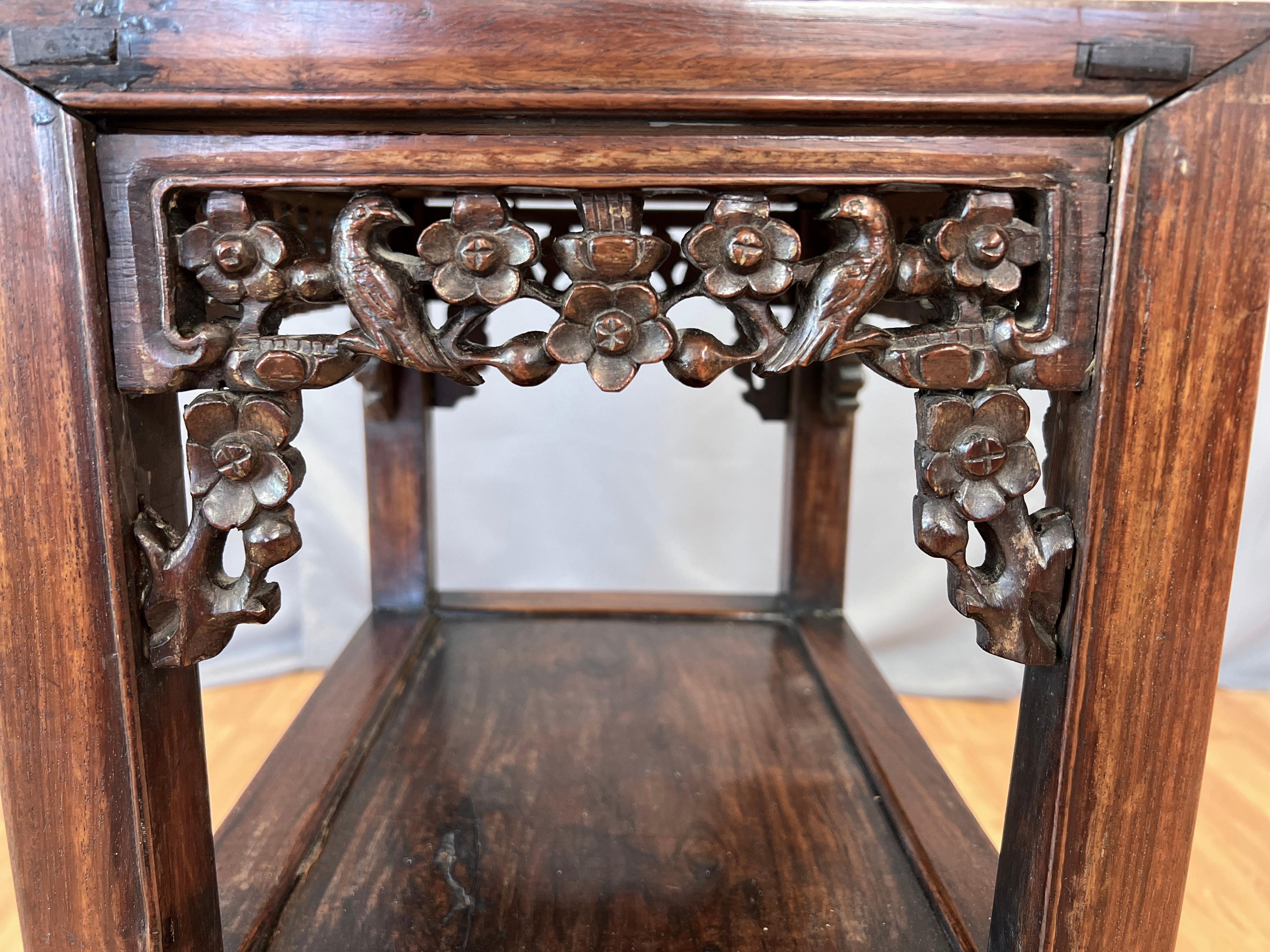  19th Century Chinese Zitan Wood Tall End Table For Sale 2