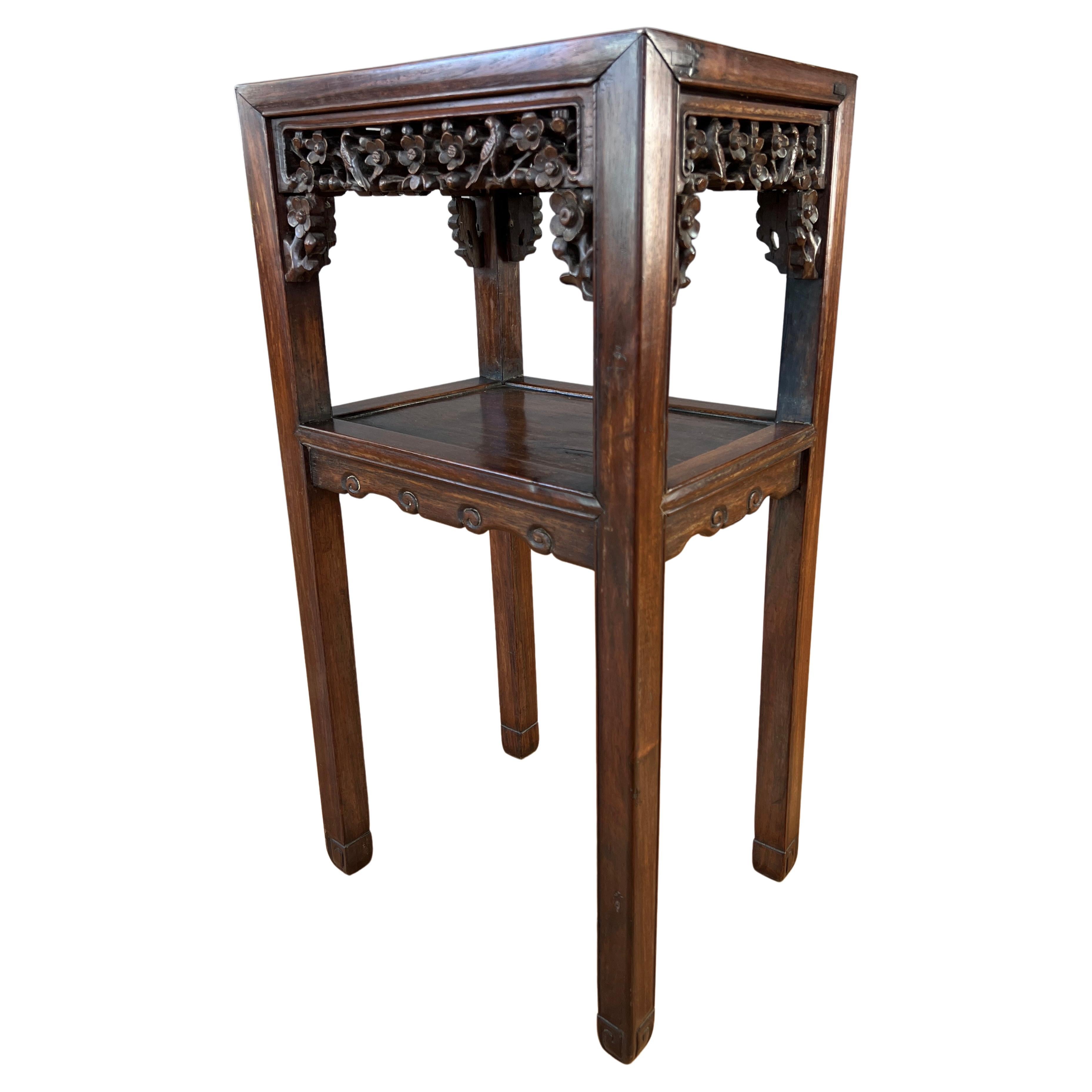  19th Century Chinese Zitan Wood Tall End Table For Sale