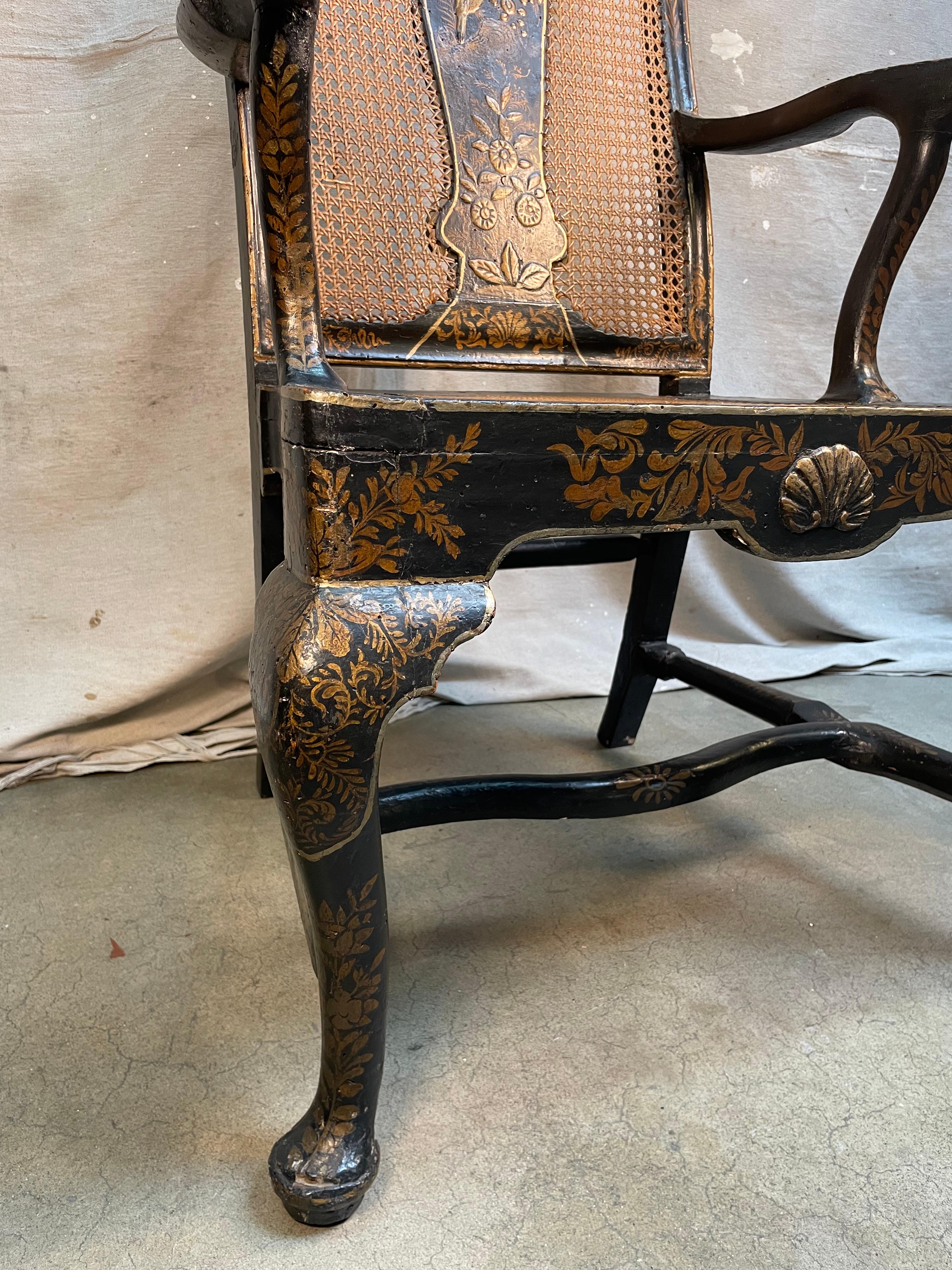 Queen Anne 19th Century Chinoiserie Armchair For Sale