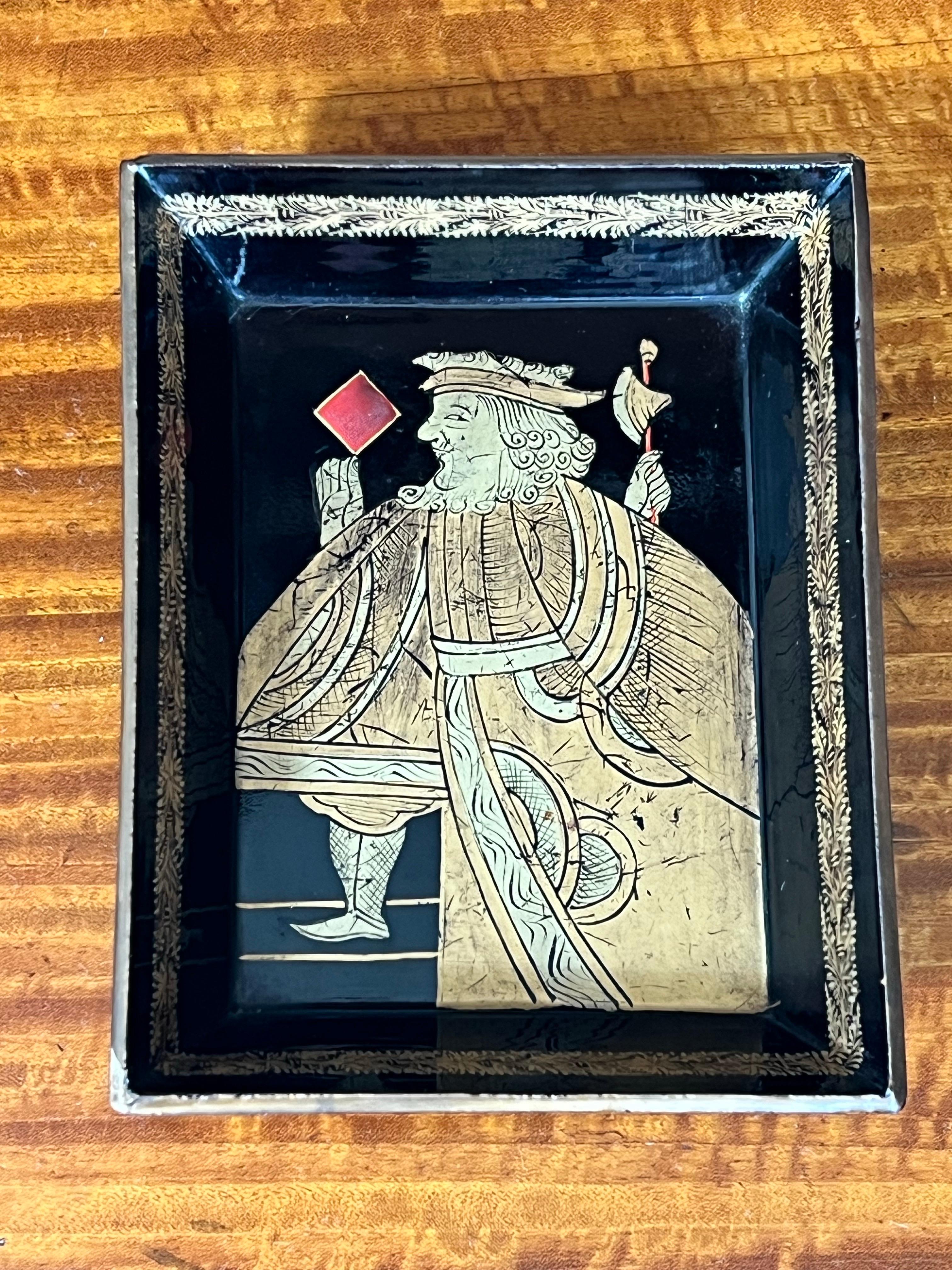19th Century Chinoiserie Black Lacquer Trays For Sale 6