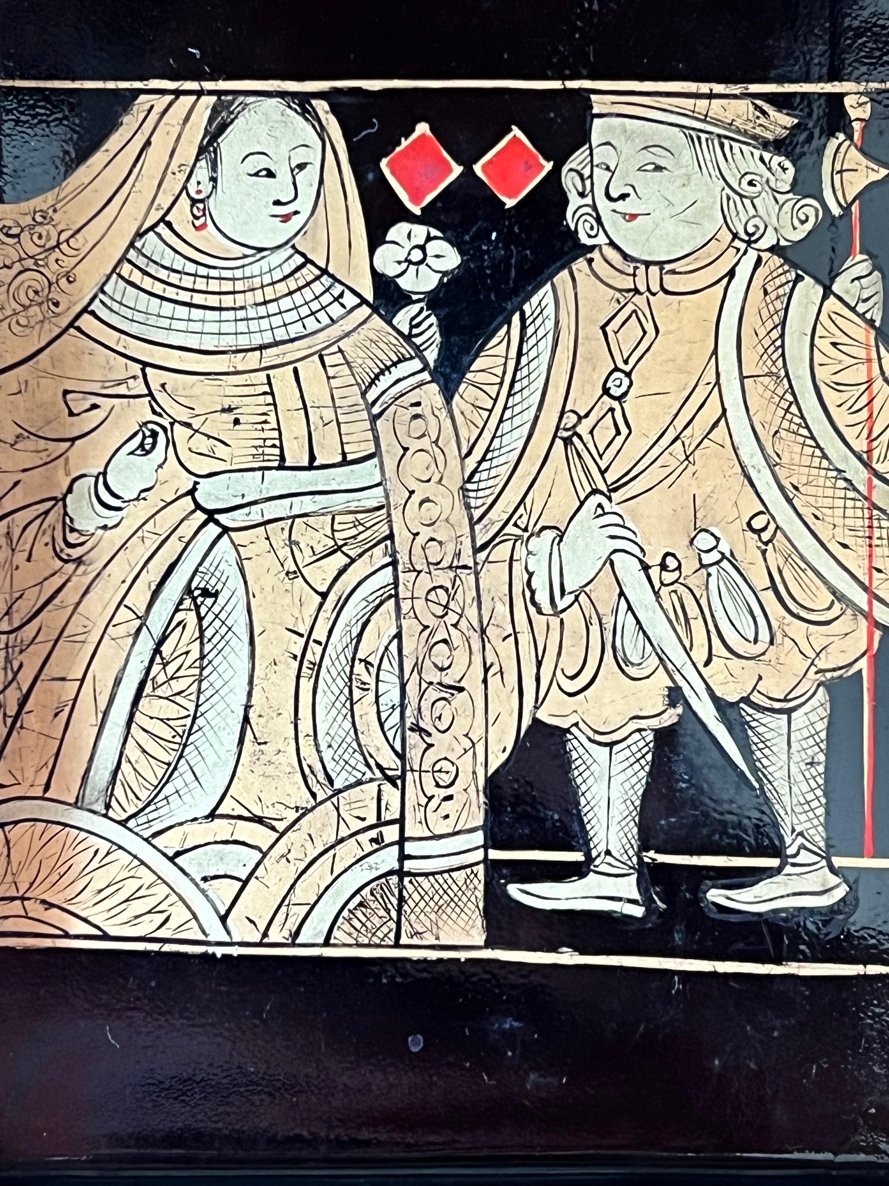 19th Century Chinoiserie Black Lacquer Trays For Sale 1
