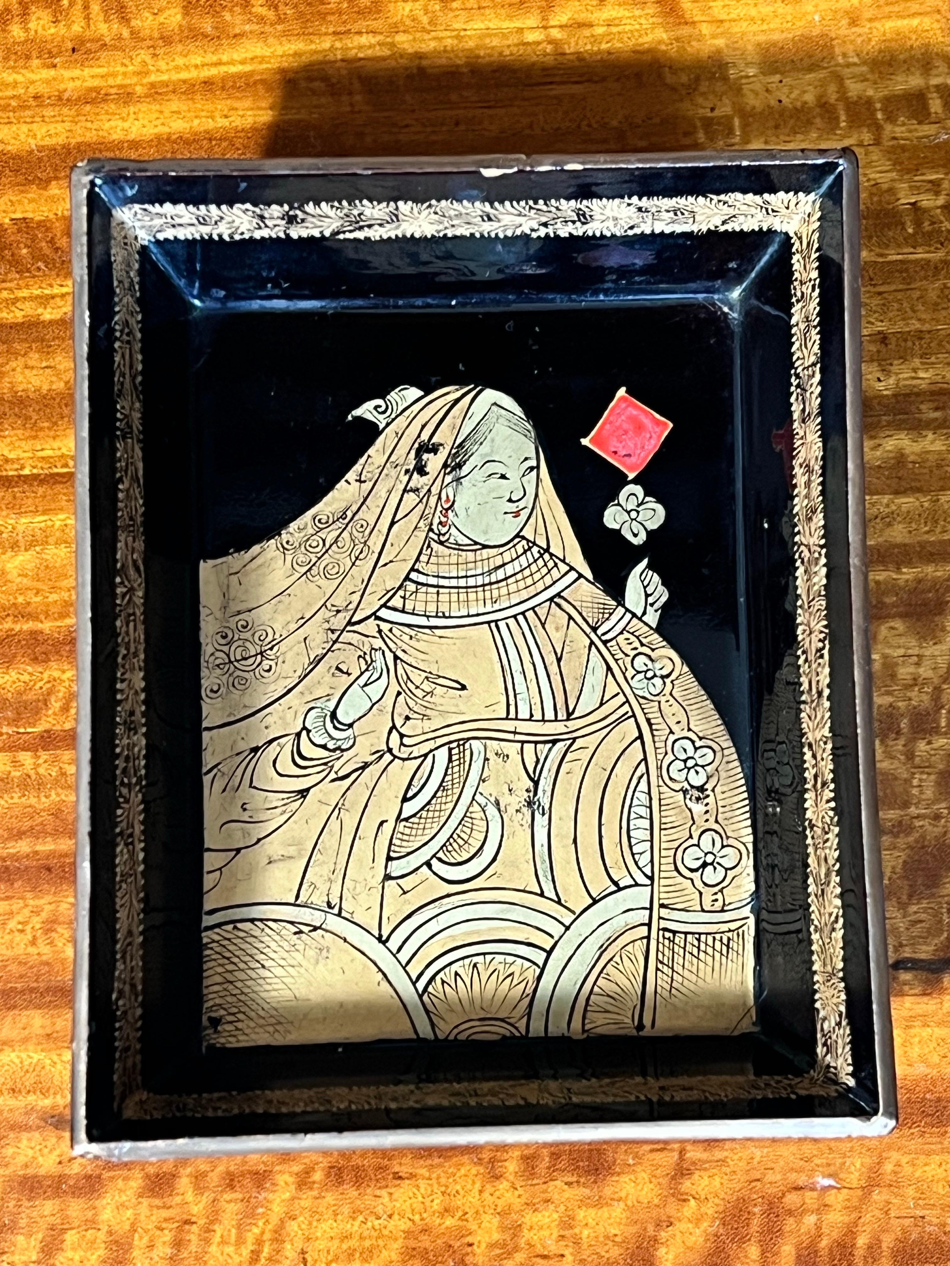 19th Century Chinoiserie Black Lacquer Trays For Sale 3