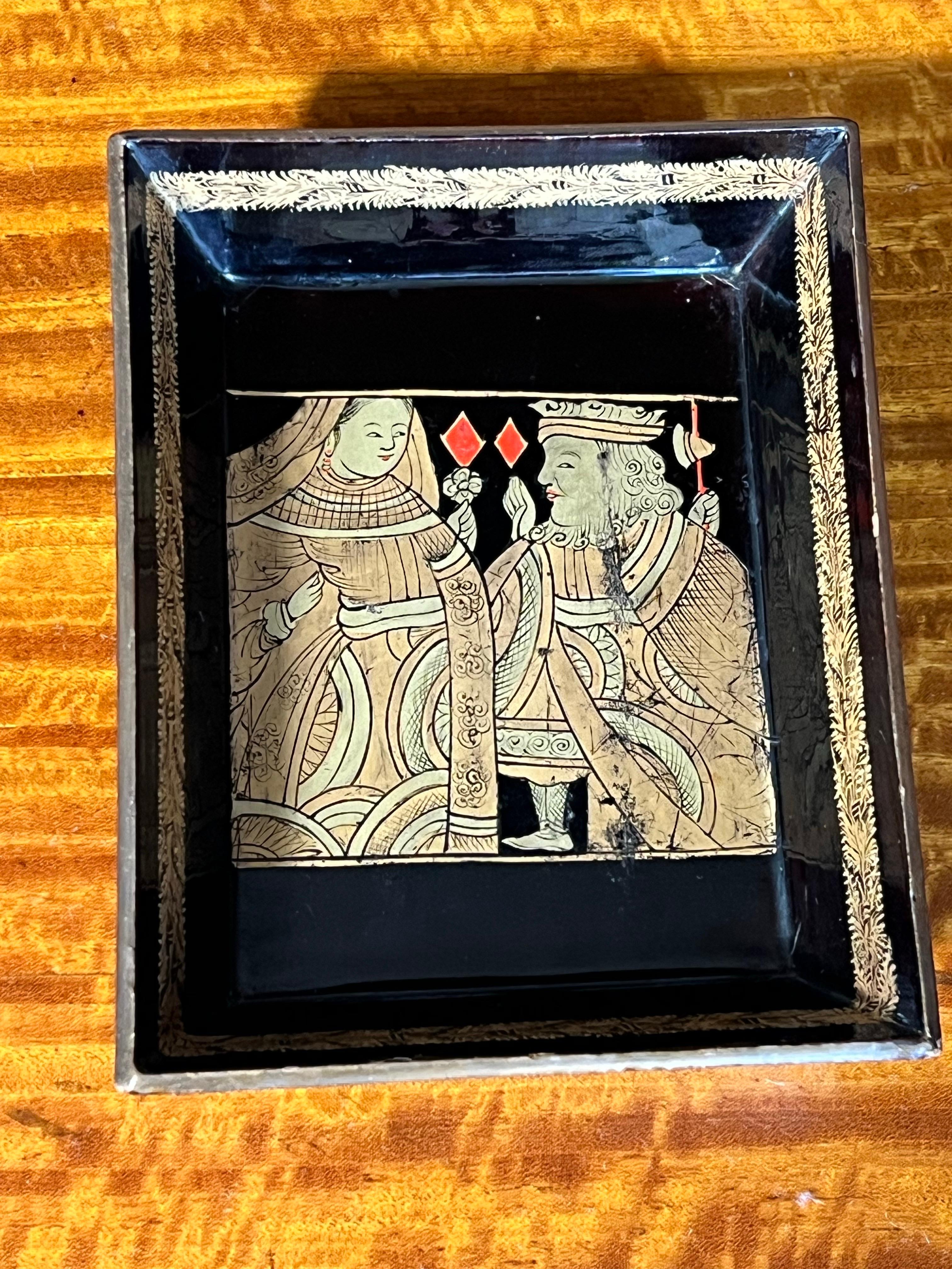 19th Century Chinoiserie Black Lacquer Trays For Sale 5