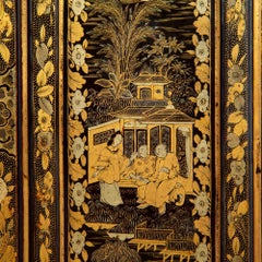 19th Century Chinoiserie Cabinet in Black Lacquer and Gilt Decoration
