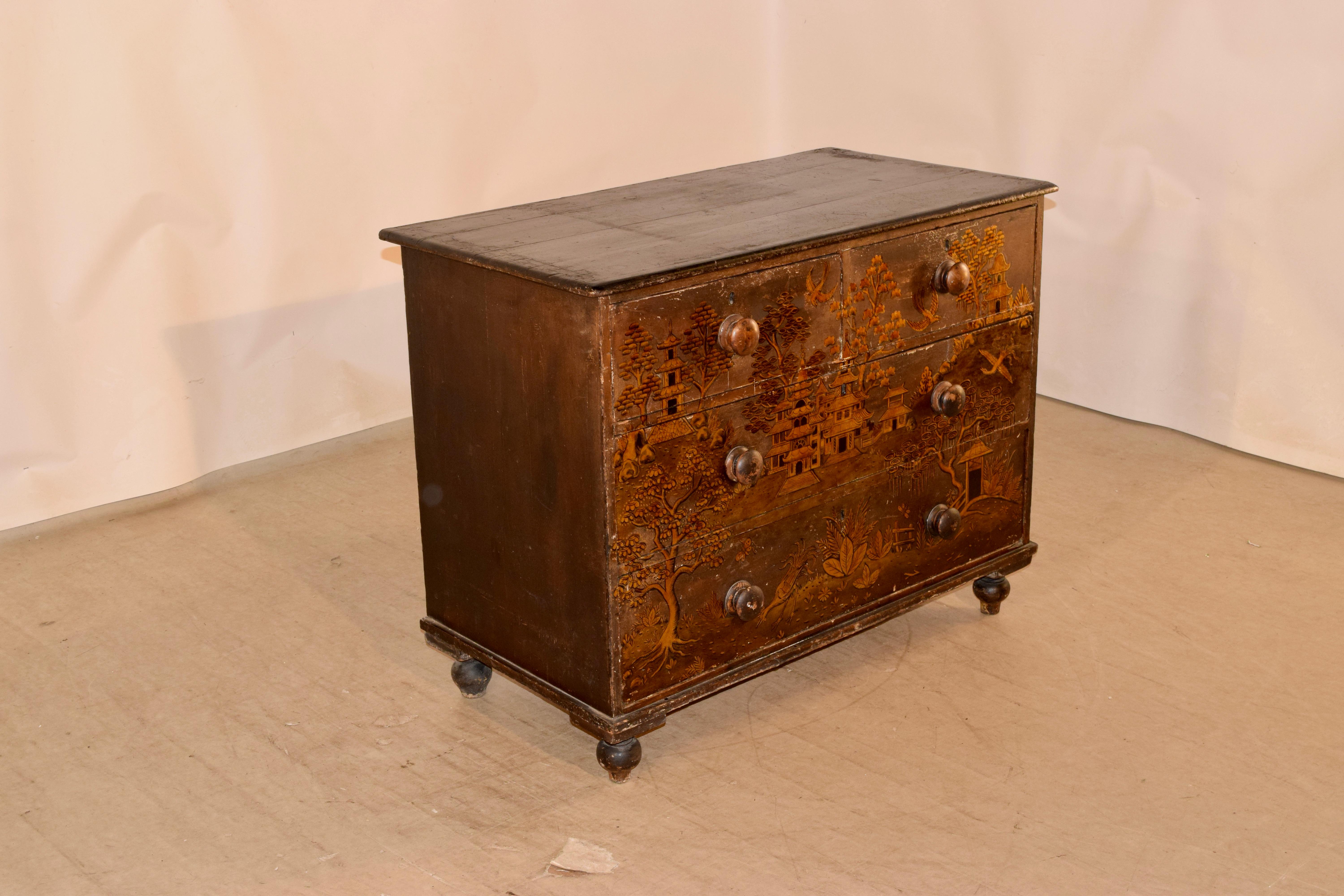 English 19th Century Chinoiserie Chest of Drawers