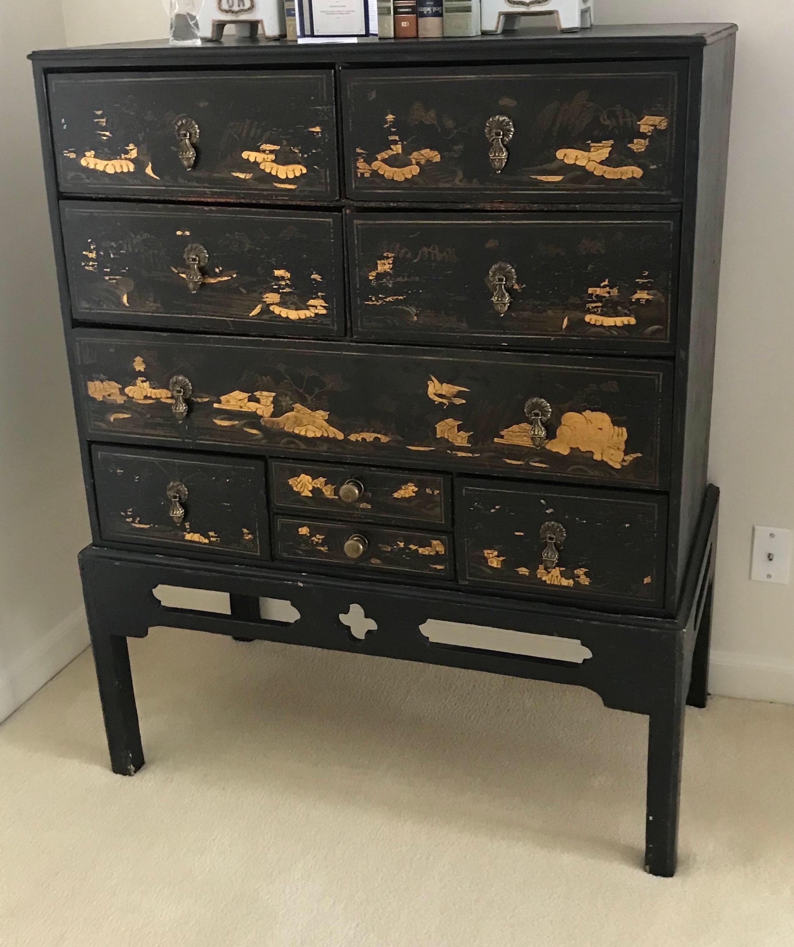 19th Century Chinoiserie Chest on Stand 1