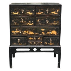 Antique 19th Century Chinoiserie Chest on Stand