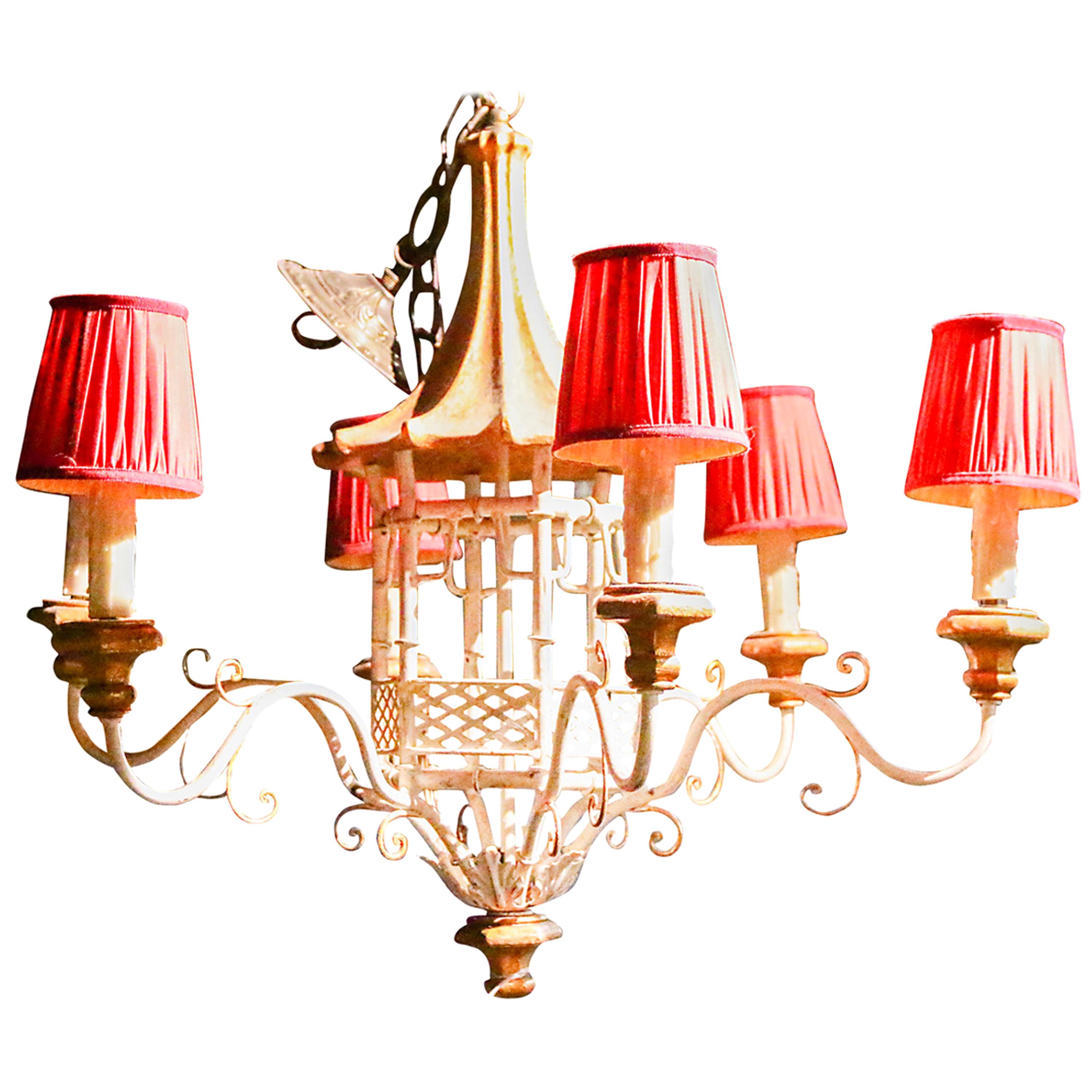 19th Century Chinoiserie Decorated Chandelier For Sale
