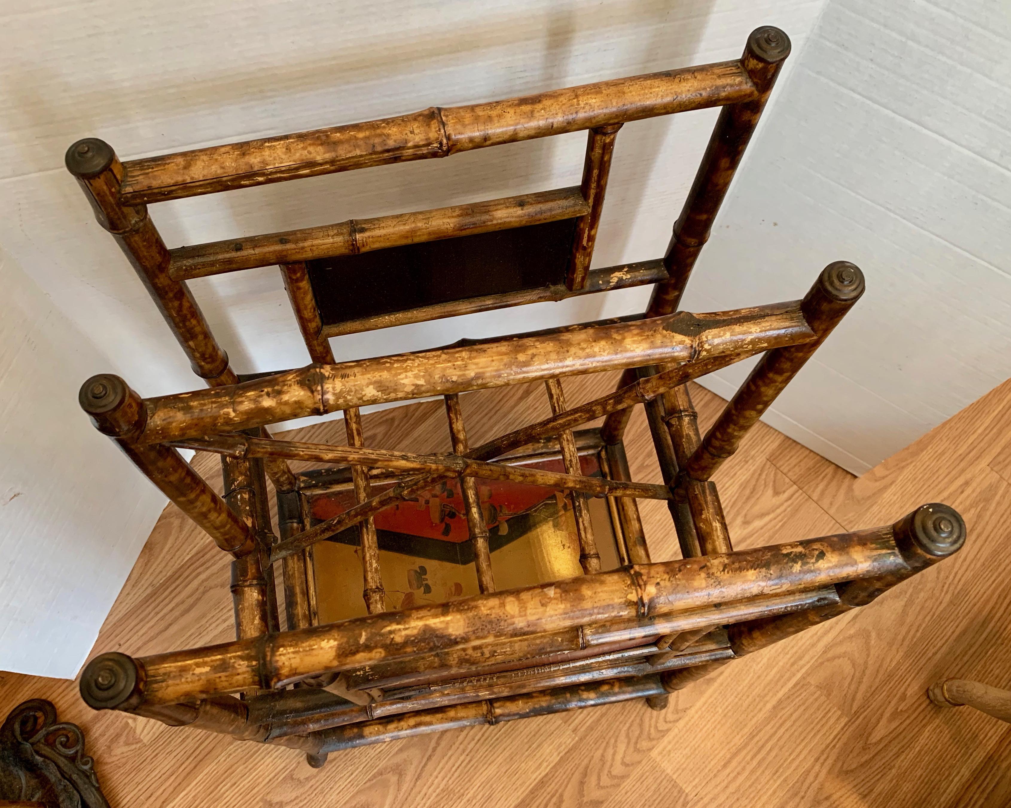  19th Century Chinoiserie English Bamboo Magazine Stand For Sale 12