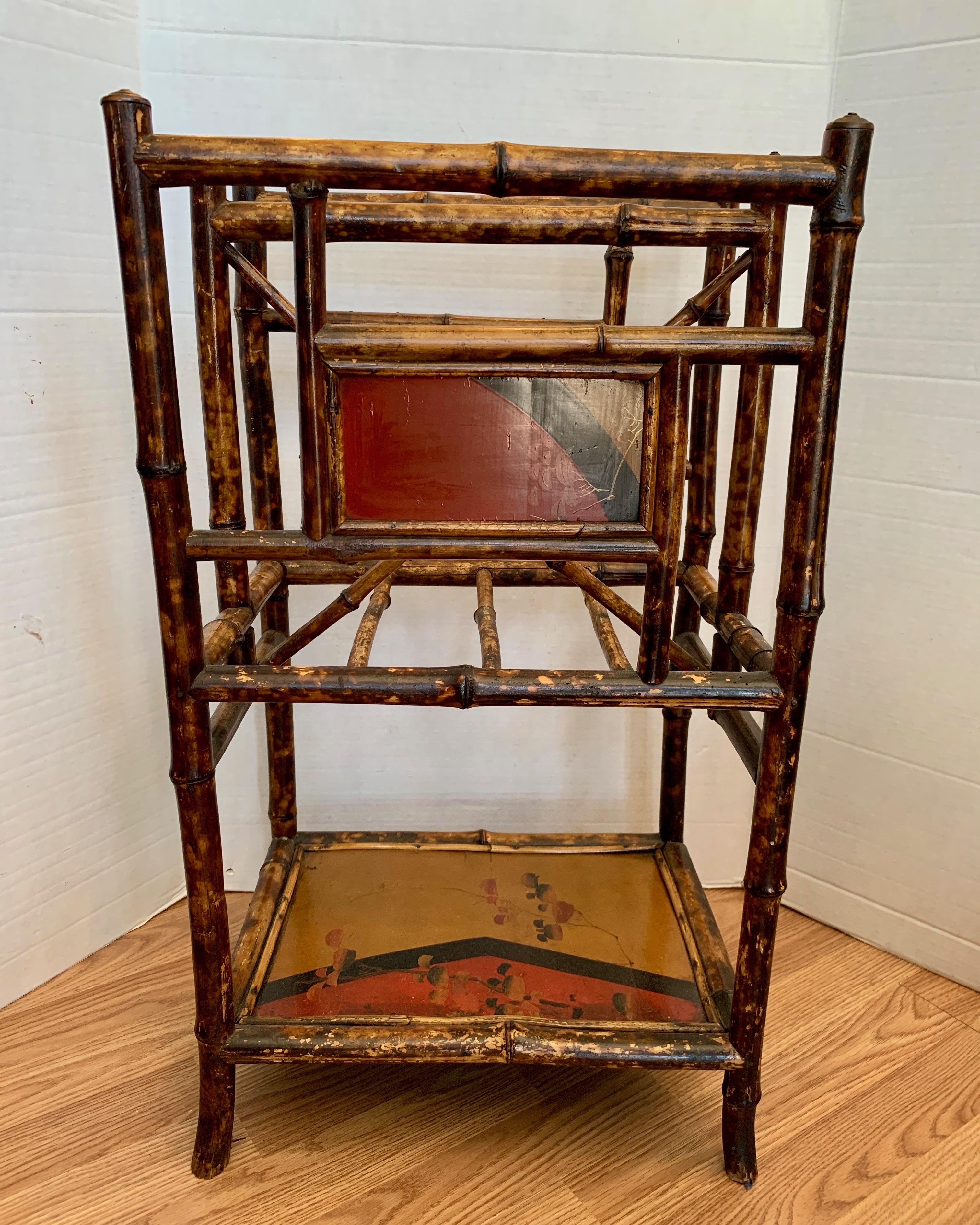  19th Century Chinoiserie English Bamboo Magazine Stand In Good Condition For Sale In West Palm Beach, FL