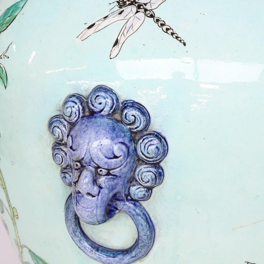Centre de table et vases chinoiserie française en faïence du 19ème siècle par Gien en vente 1