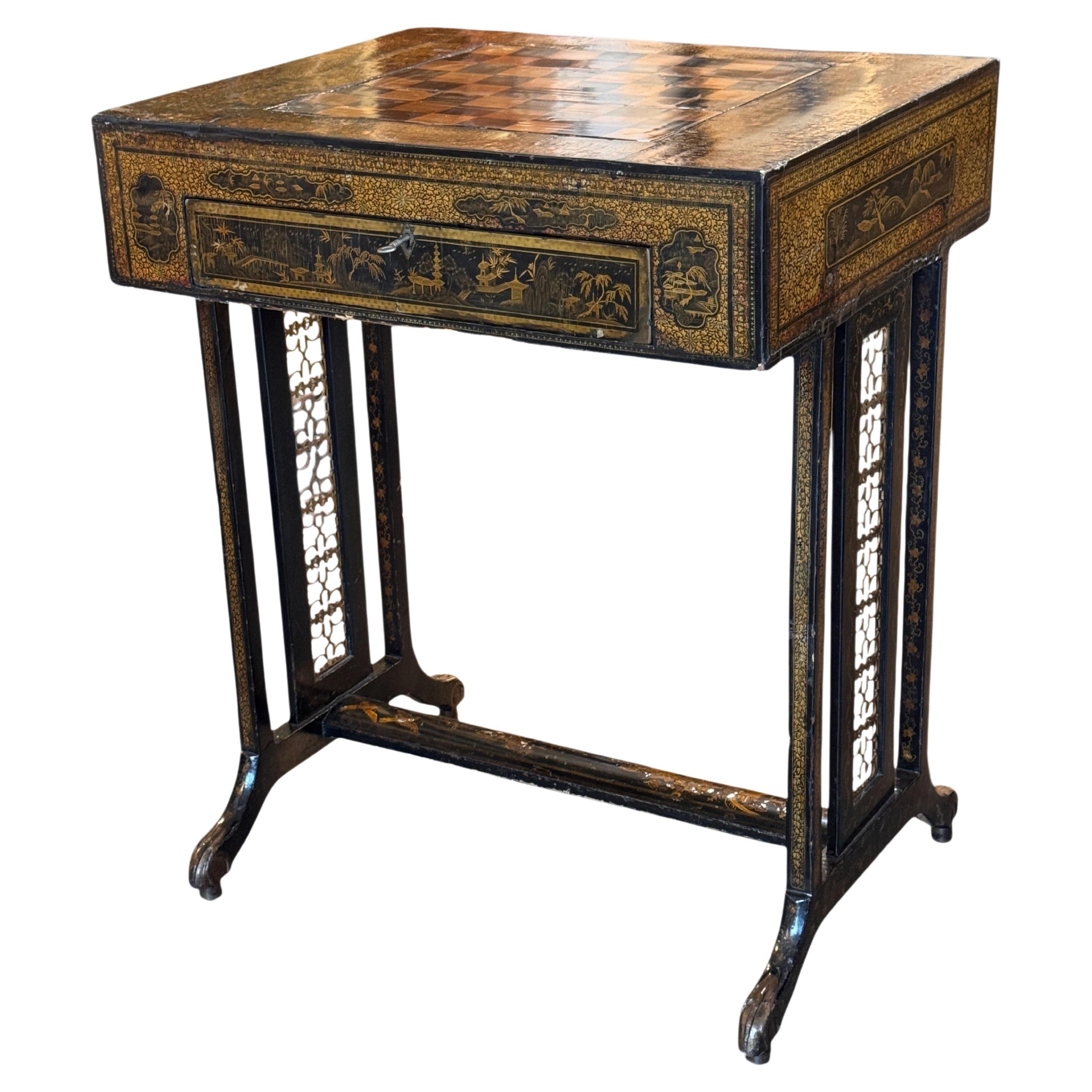 19th Century Chinoiserie Game Table With Reversible Top