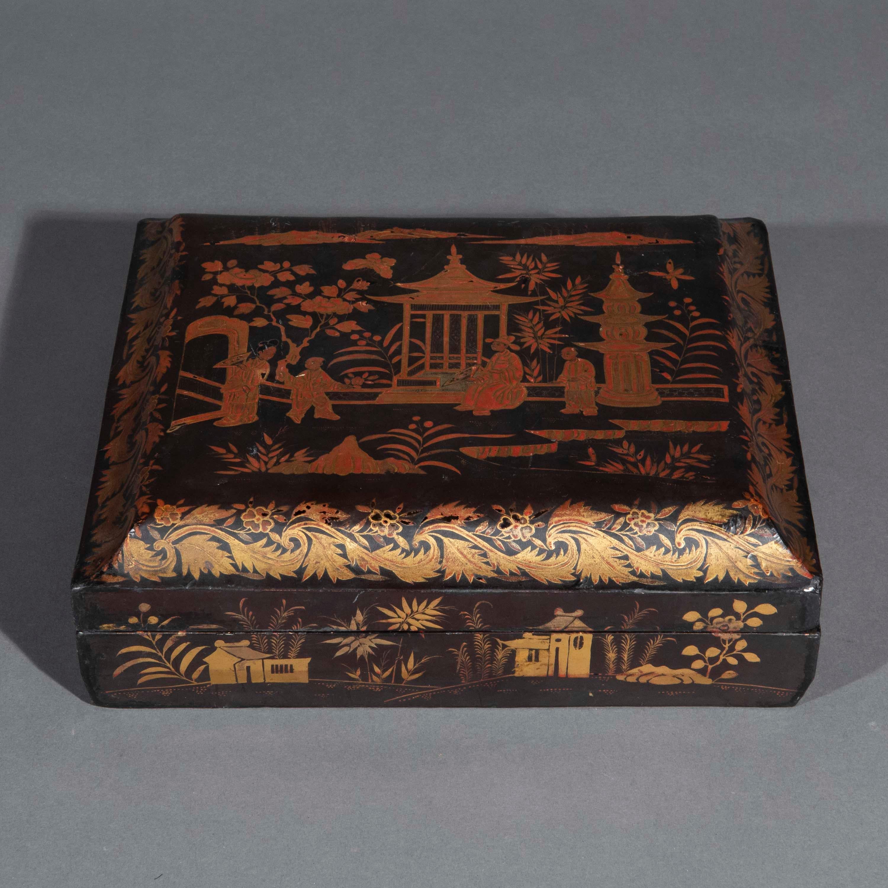 19th Century Chinoiserie Lacquer Box 4