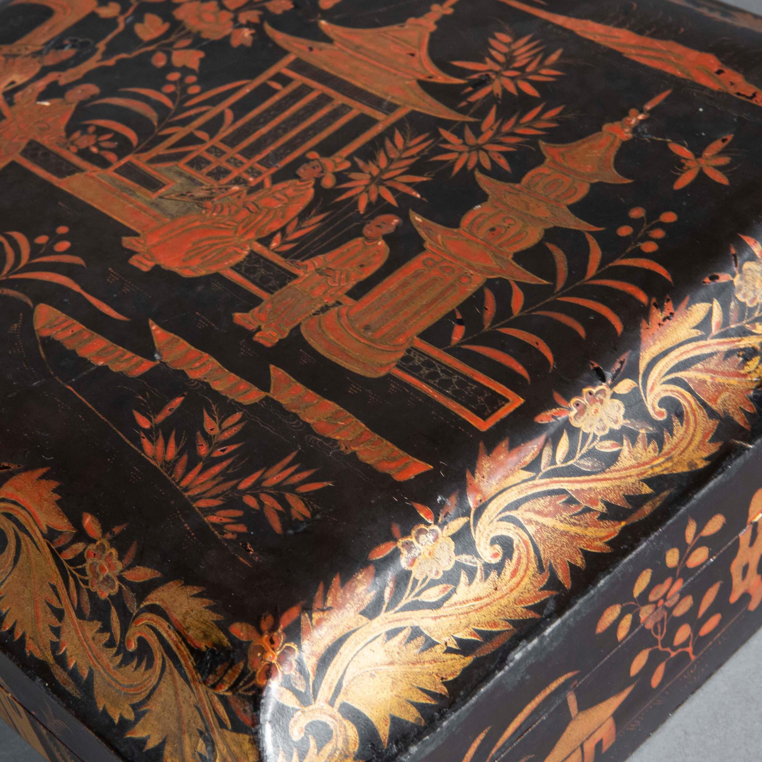 19th Century Chinoiserie Lacquer Box 5
