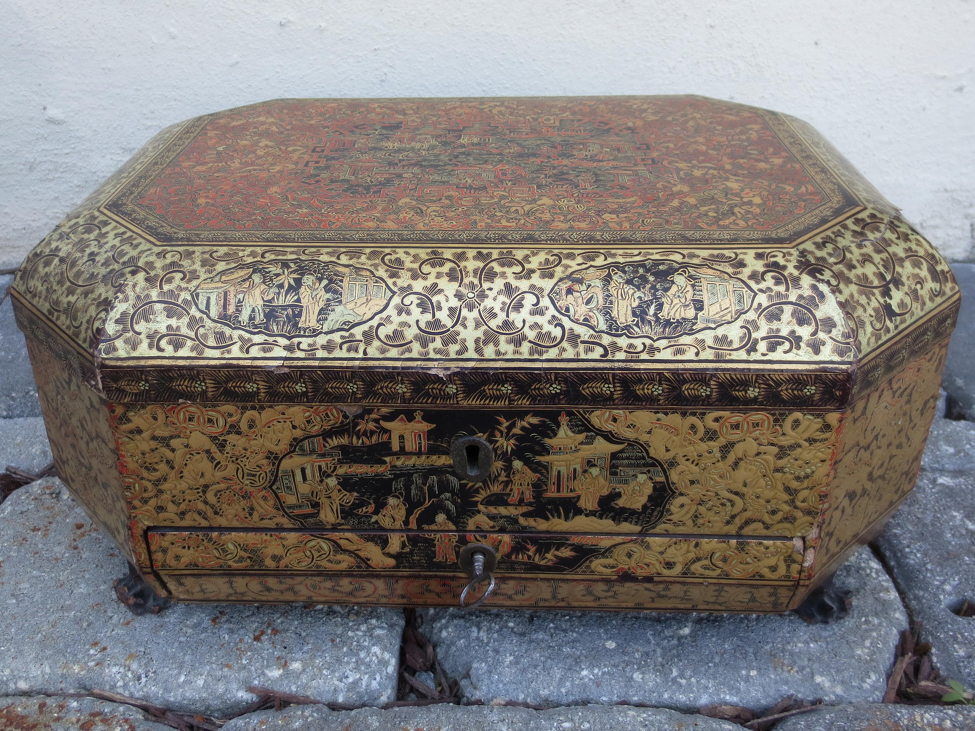 19th century chinoiserie lacquer box.
