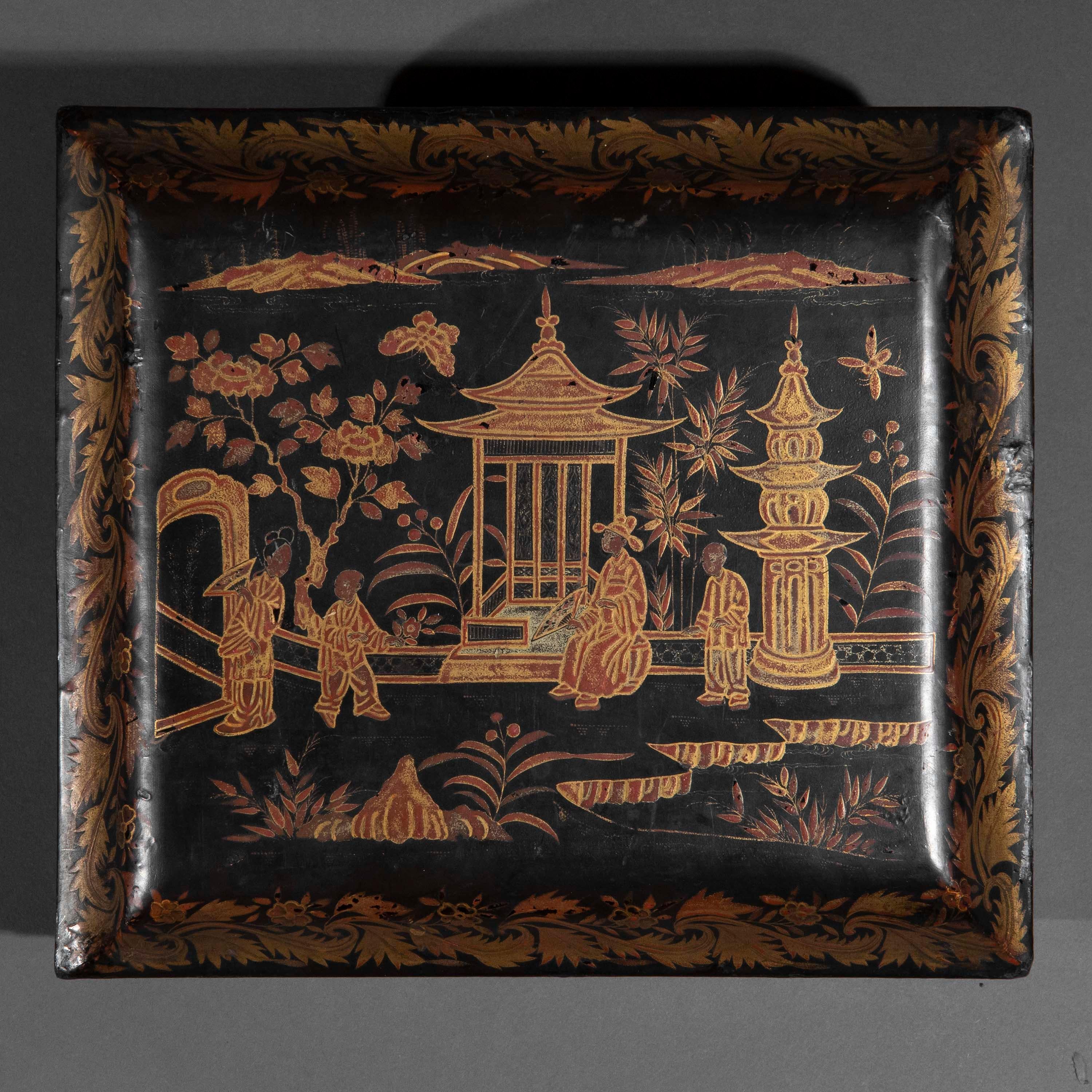 Gilt 19th Century Chinoiserie Lacquer Box