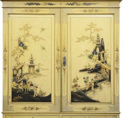 19th Century Chinoiserie Lacquer Linen Press, circa 1880