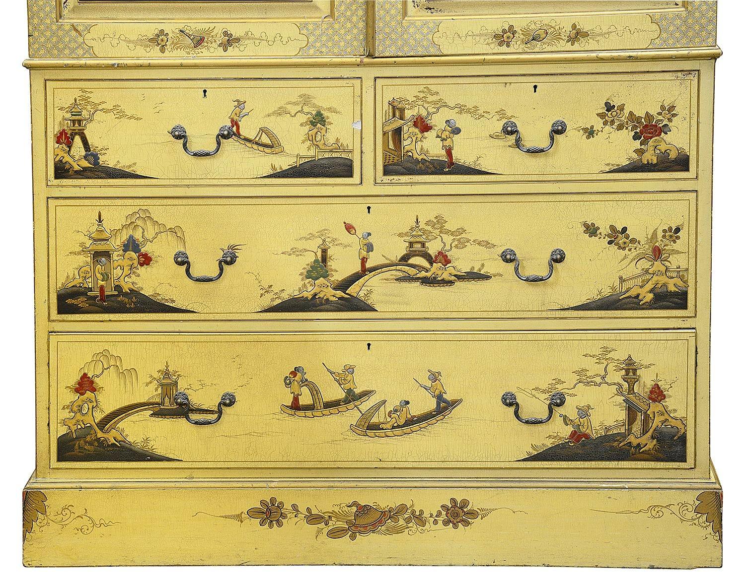 Regency Revival 19th Century Chinoiserie Lacquer Linen Press, circa 1880 For Sale
