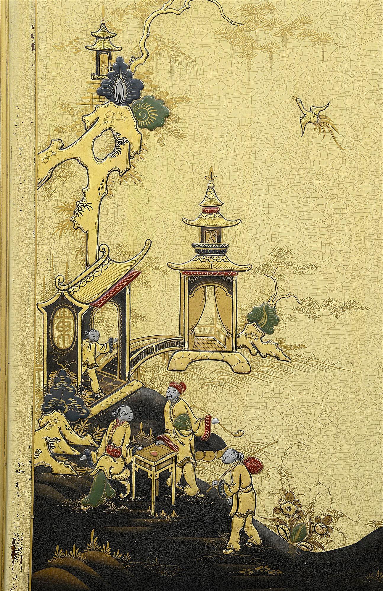 19th Century Chinoiserie Lacquer Linen Press, circa 1880 For Sale 2