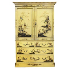 Antique 19th Century Chinoiserie Lacquer Linen Press, circa 1880