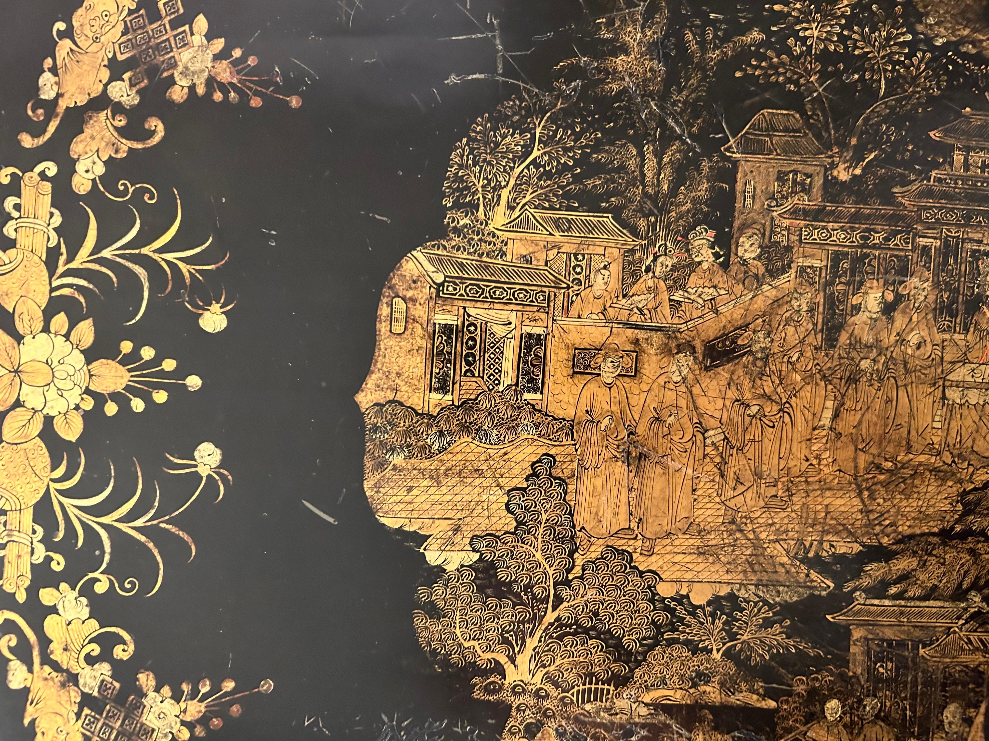 19th Century Chinoiserie Lacquer Pedestal Table 4